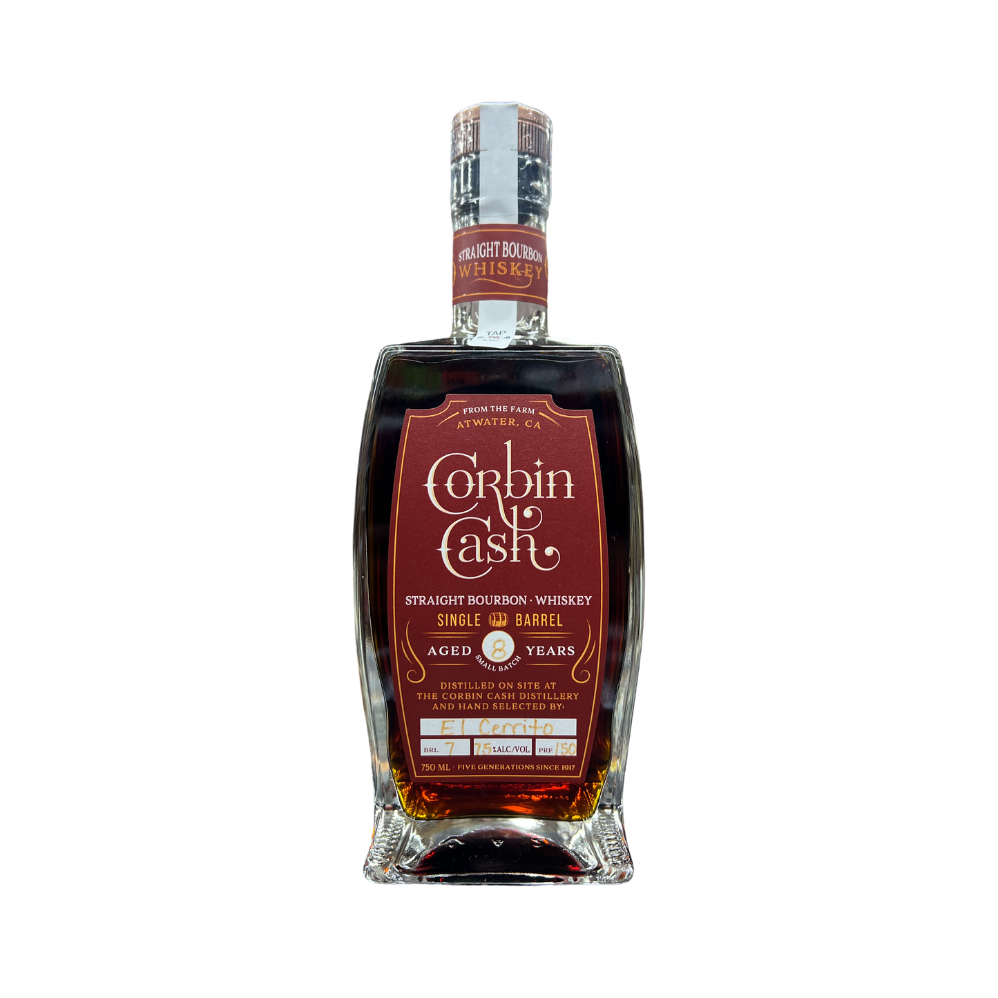 Corbin Cash 8 Year Single barrel Cask Straight Bourbon Whiskey (Kurt Corbin) El cerrito Liquor Exclusive (150 Proof)