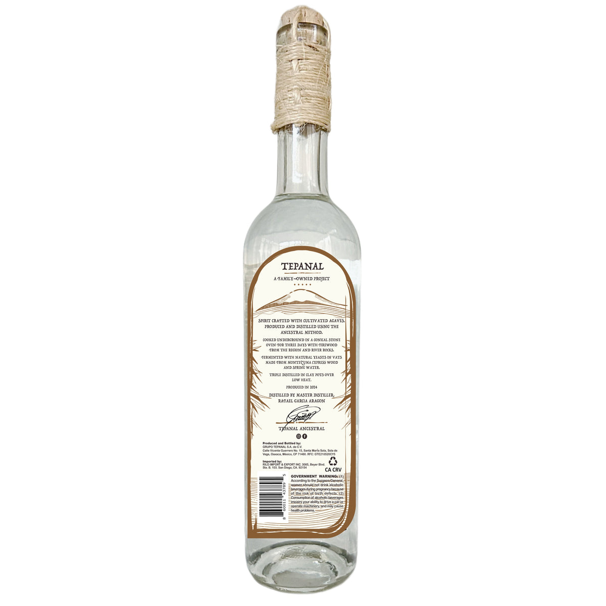 Tepanal Triple Destilado Puntas Batch : 3D202402 Ancestral Agave Spirit 375ml
