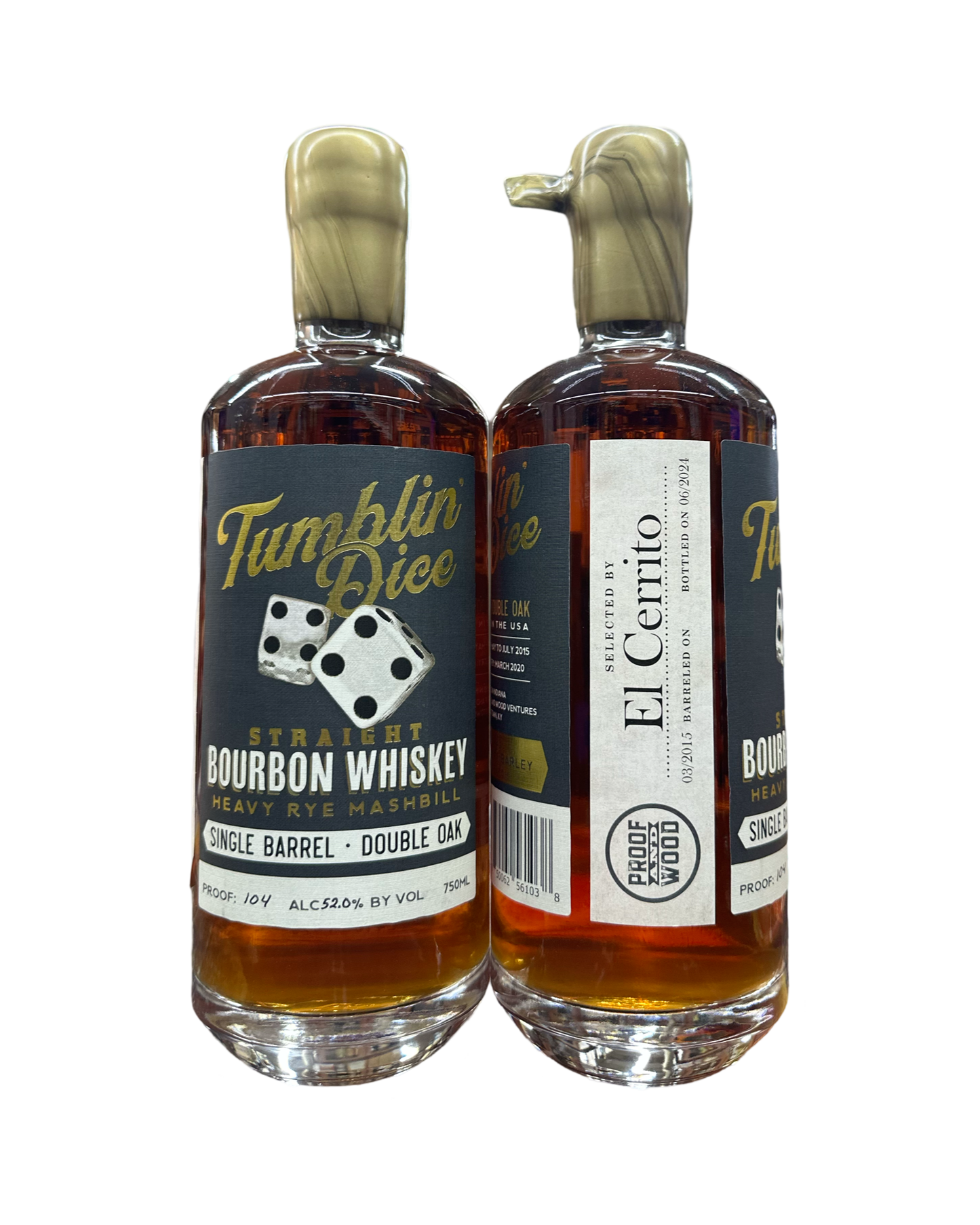 Tumblin Dice Single Barrel Double Oaked Heavy Rye Mashbill 8 Years Old EL Cerrito Liquor Store Pick Straight Bourbon Whiskey 750ml