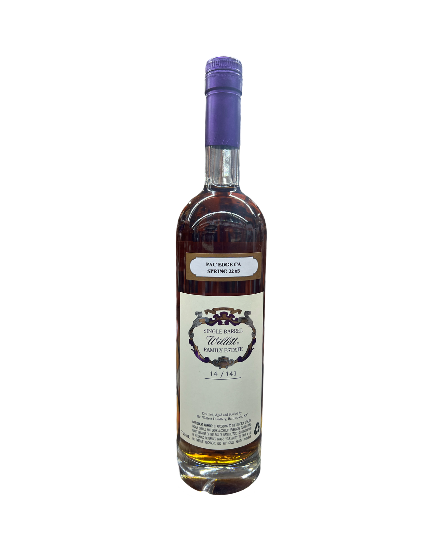 Willett Family Estate Bottled Single Barrel 8 Year Old Barrel No. 5262 Pac Edge Ca Spring 22 #3 Kentucky Straight Bourbon Whiskey