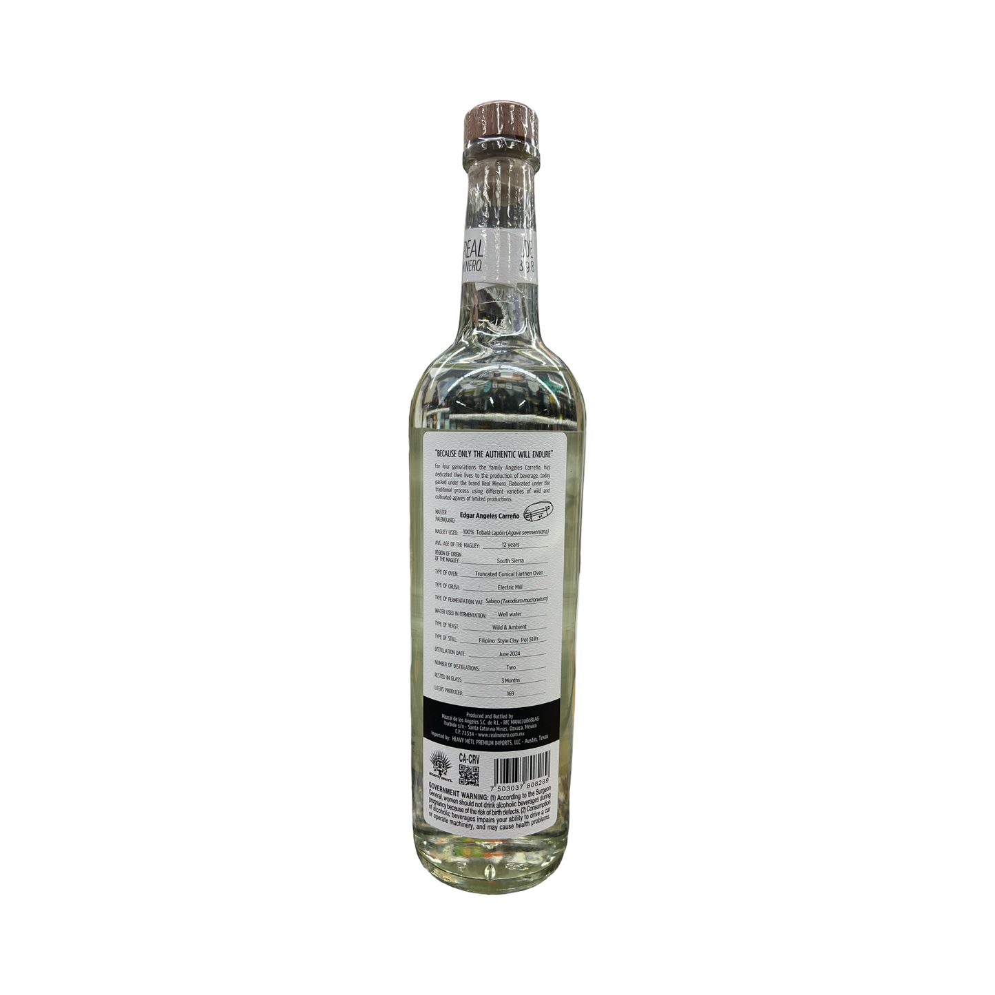 Real Minero Tobala Capon Traditional Still Strength Mezcal 750ml