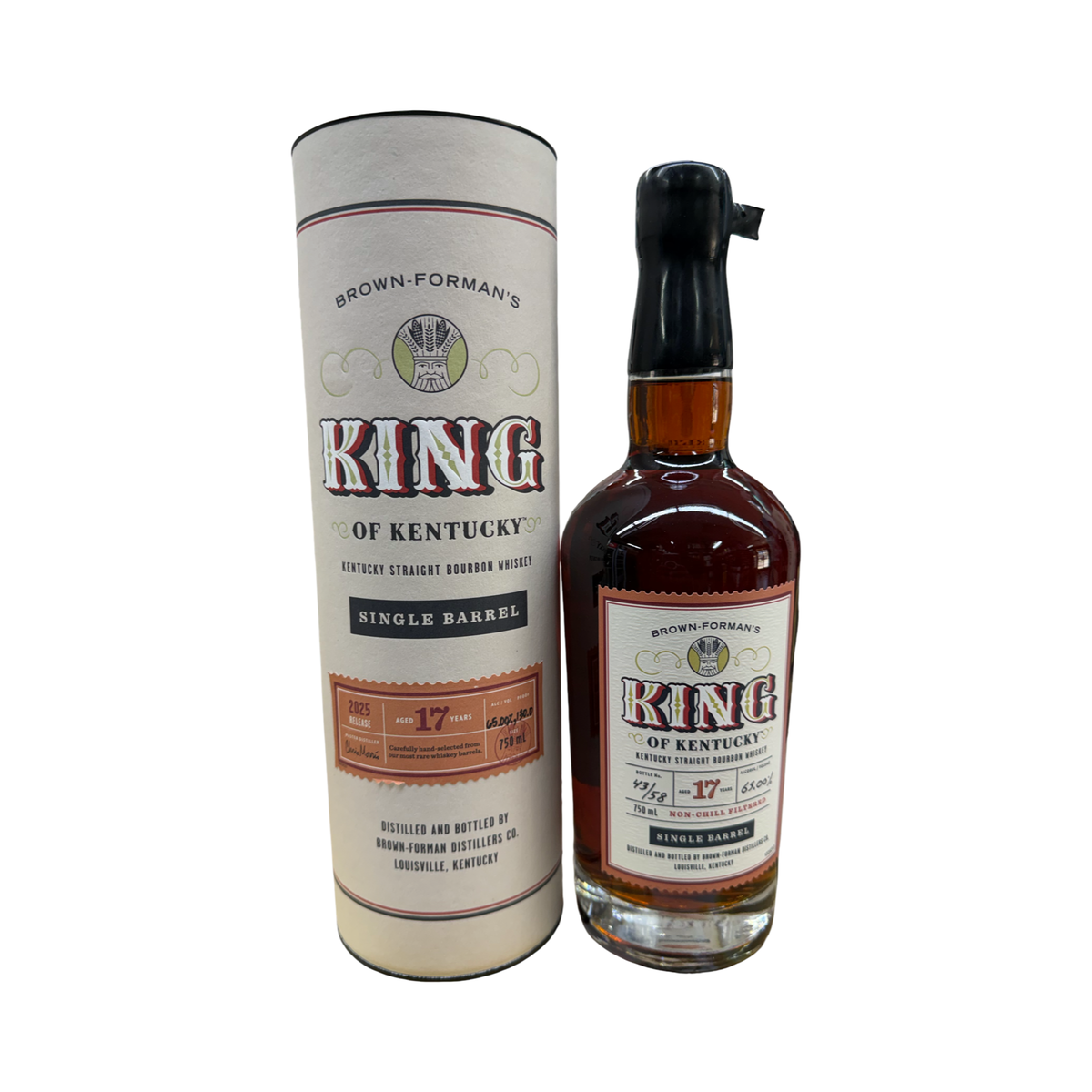2025 Brown Formans King of Kentucky Single Barrel 17 Year Old 130 Proof Short Barrel #58 Kentucky Straight Bourbon Whiskey
