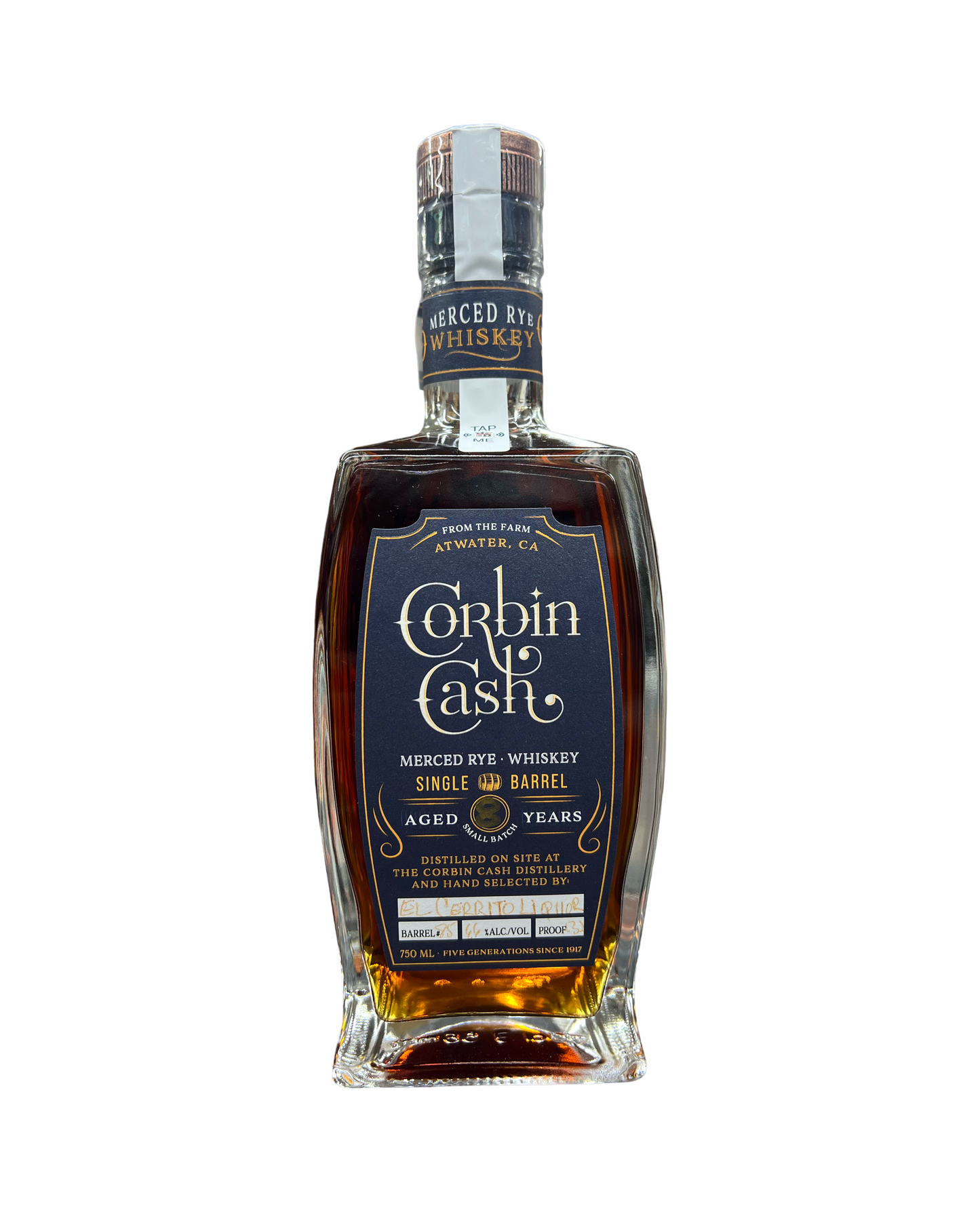 Corbin Cash 8 years 6 months Old El Cerrito Liquor Store Pick Single Cask Strength Merced Straight Rye Whiskey 750ml (Corbinite)