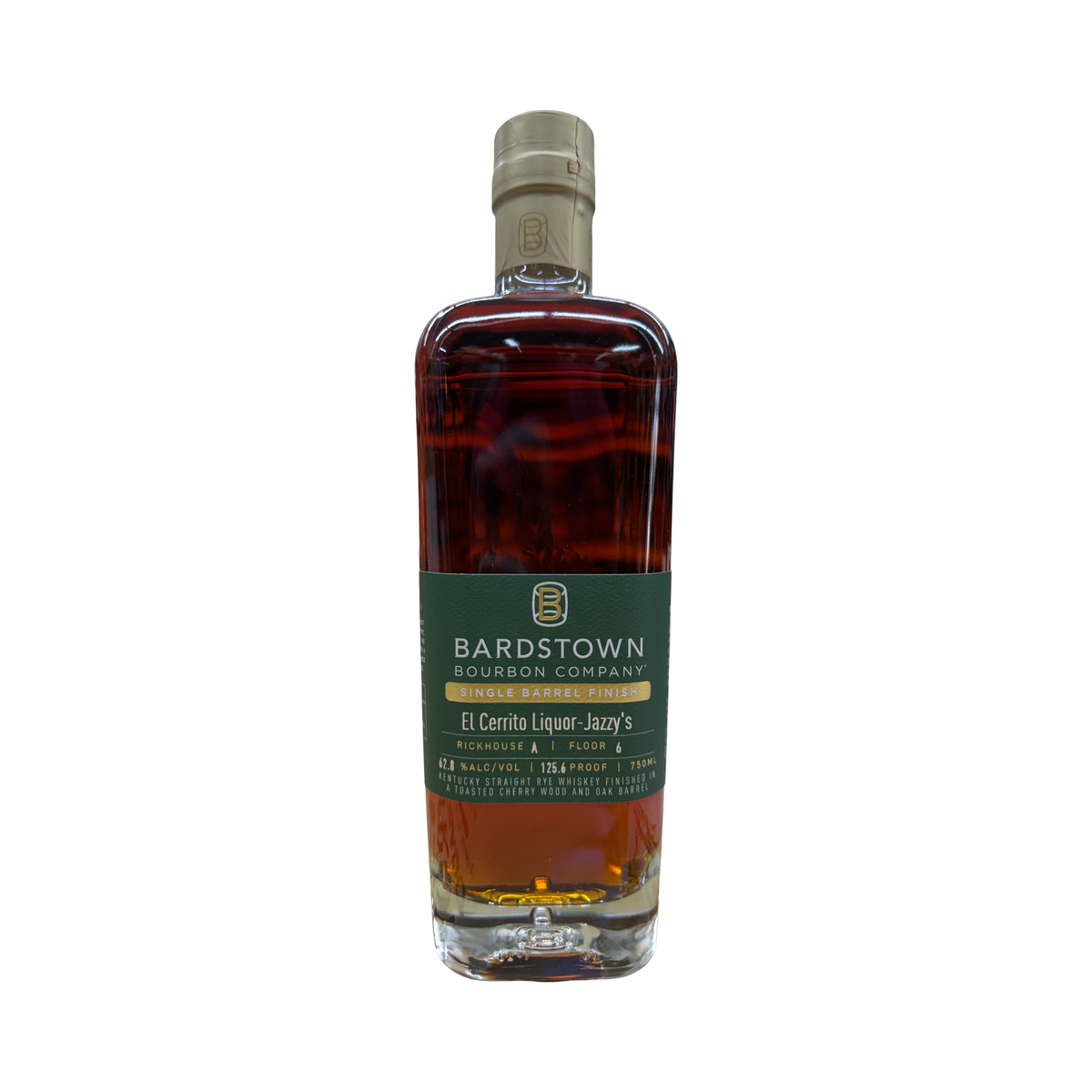 Bardstown El Cerrito Liquor Jazzy’s Private Selection Store Pick 125.6 Proof Rickhouse A Floor 6 Finished in Toasted Cherrywood & Oak Single Barrel Finish Kentucky Straight Rye Whiskey 750ml