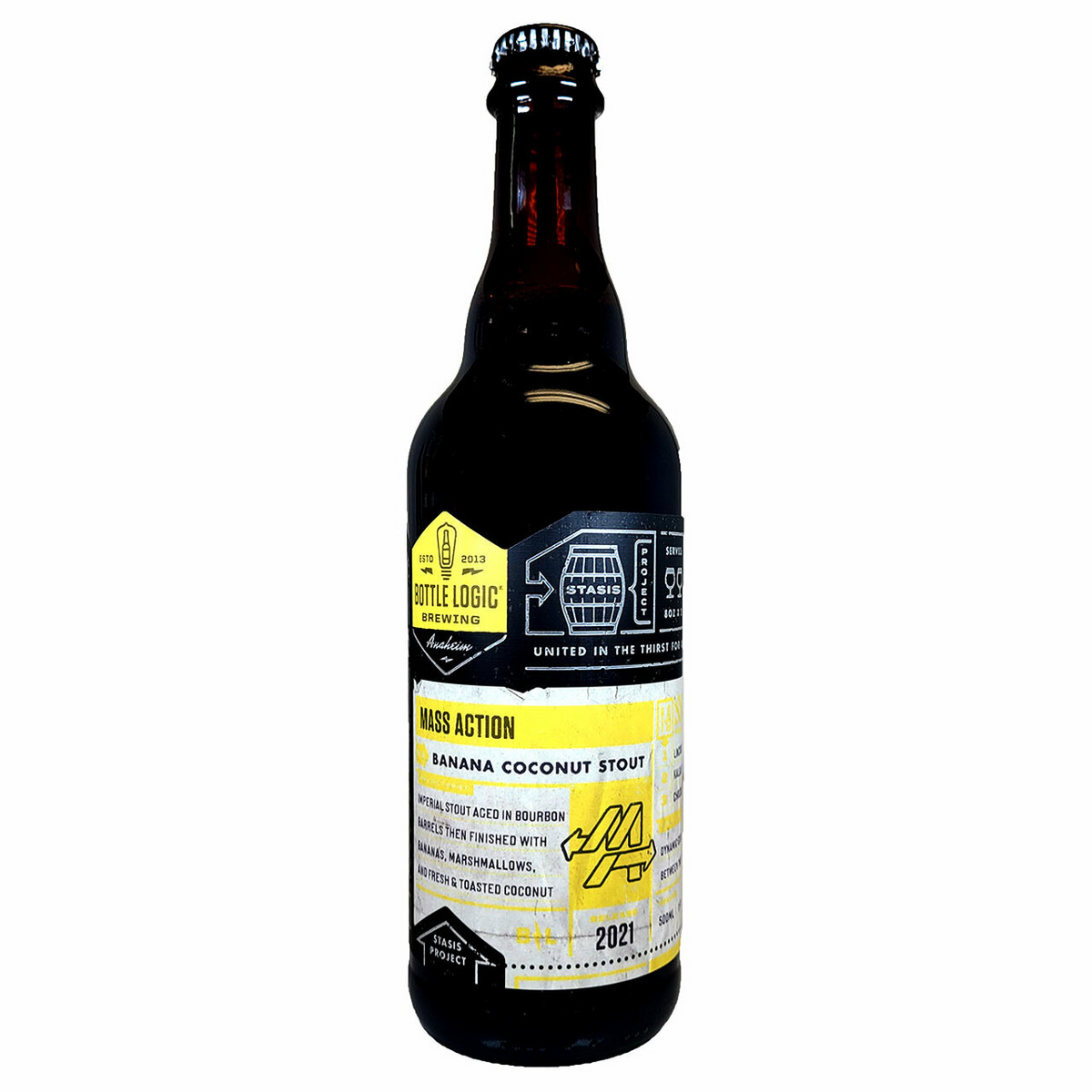 2021 Bottle Logic Brewing Mass Action Banana Coconut Stout Beer 750ml