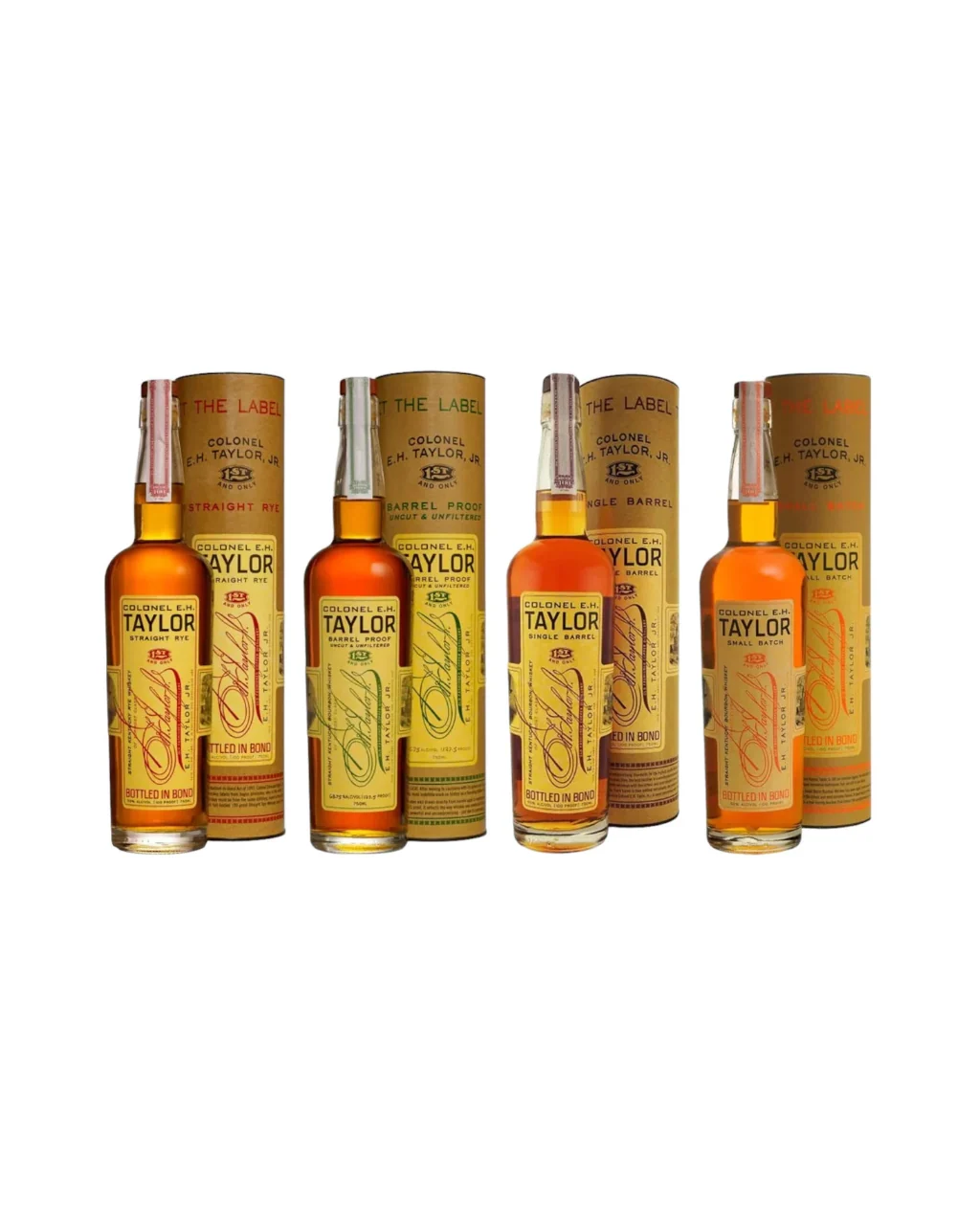 Colonel E.H. Taylor Barrel Proof, Single Barrel, Small Batch & Straight Rye Whiskey Bundle 4-Pack