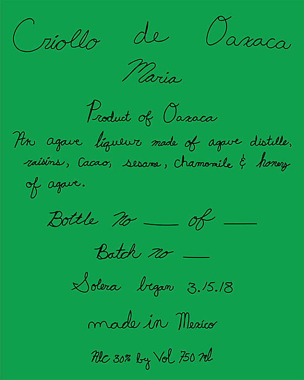 Criollo De Oaxaca Maria Agave Liqueur 750ml
