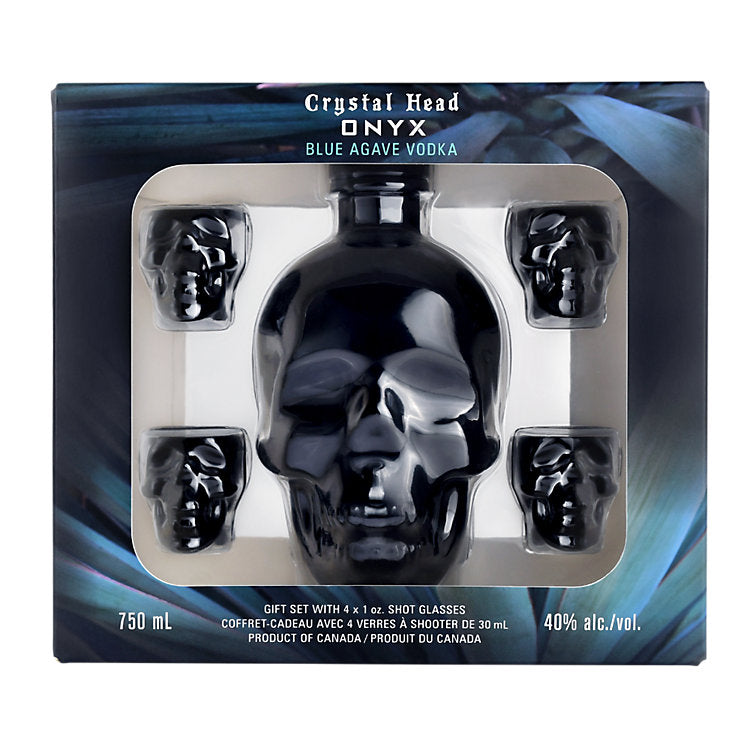 Crystal Head Vodka Onyx with Shot Glasses 750ml