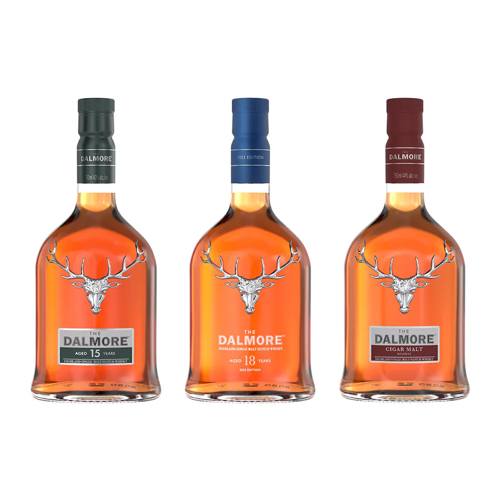 Dalmore 15 Year, 18 Year & Cigar Malt Reserve Scotch Whisky Bundle 3-Pack