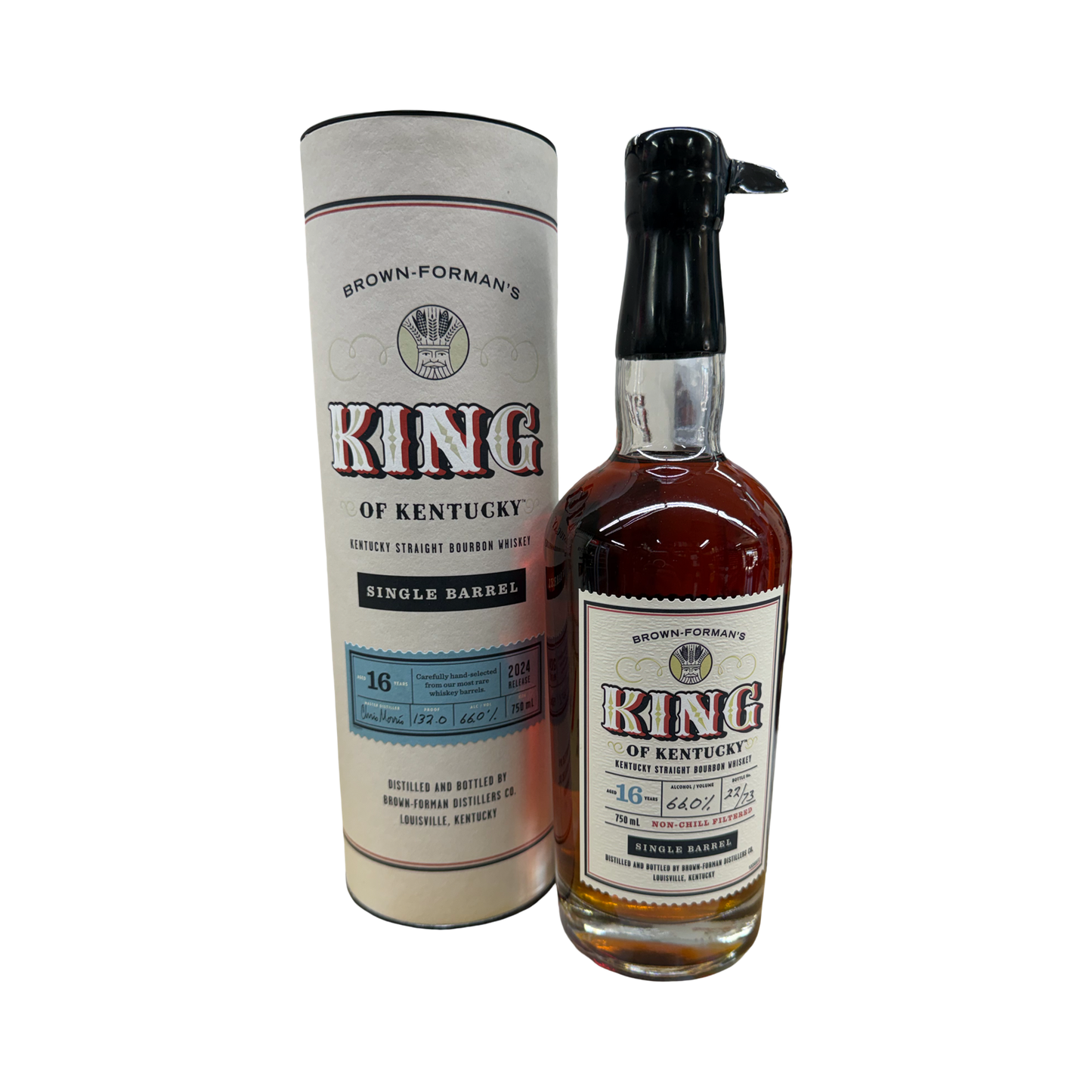 2024 Brown Forman King of Kentucky Single Barrel 16 Year Old 132.0 Proof Short Barrel #73 Kentucky Straight Bourbon Whiskey 750ml