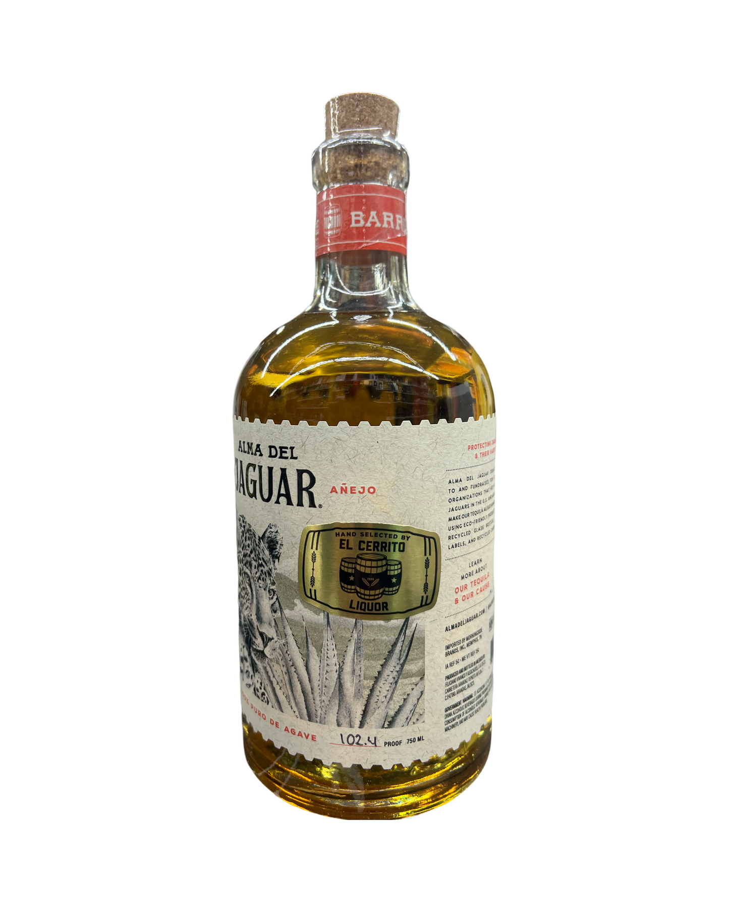 Alma Del Jaguar High Proof Single Barrel EL Cerrito Liquor Store Pick Exclusive Anejo Tequila