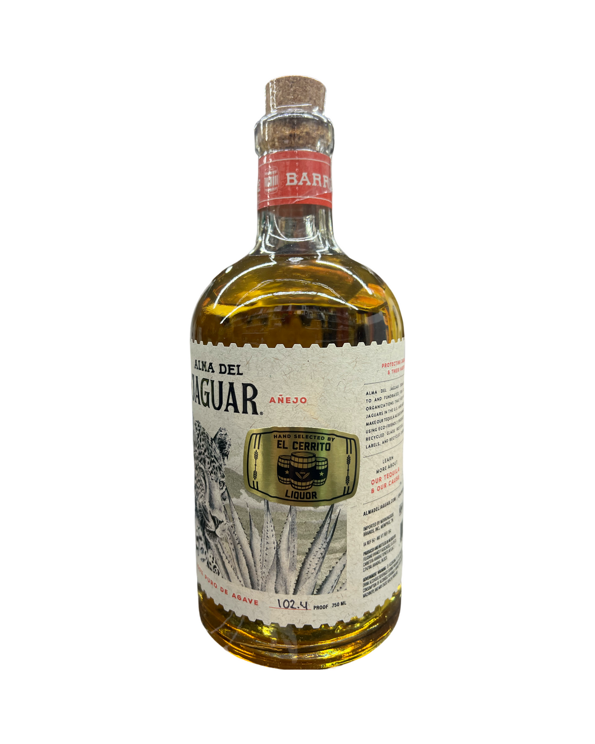 Alma Del Jaguar High Proof Single Barrel EL Cerrito Liquor Store Pick Exclusive Anejo Tequila