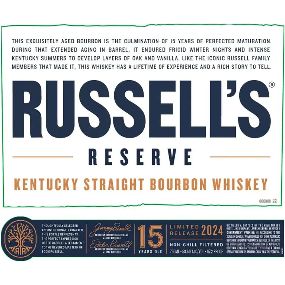 2024 Russell's Reserve 15 Year Old Kentucky Straight Bourbon Whiskey