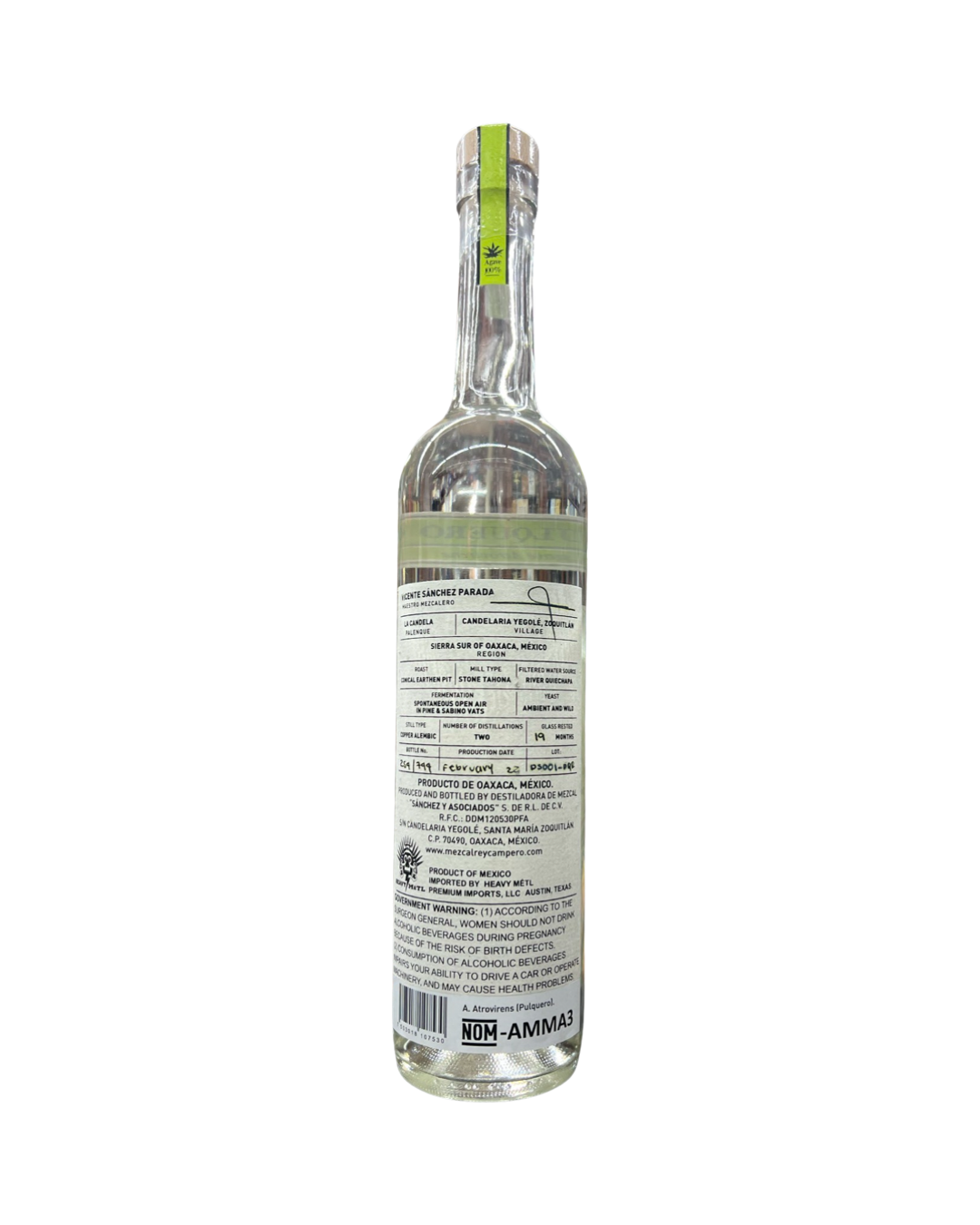Rey Campero Espadin Pulquero Mezcal Joven 750ml