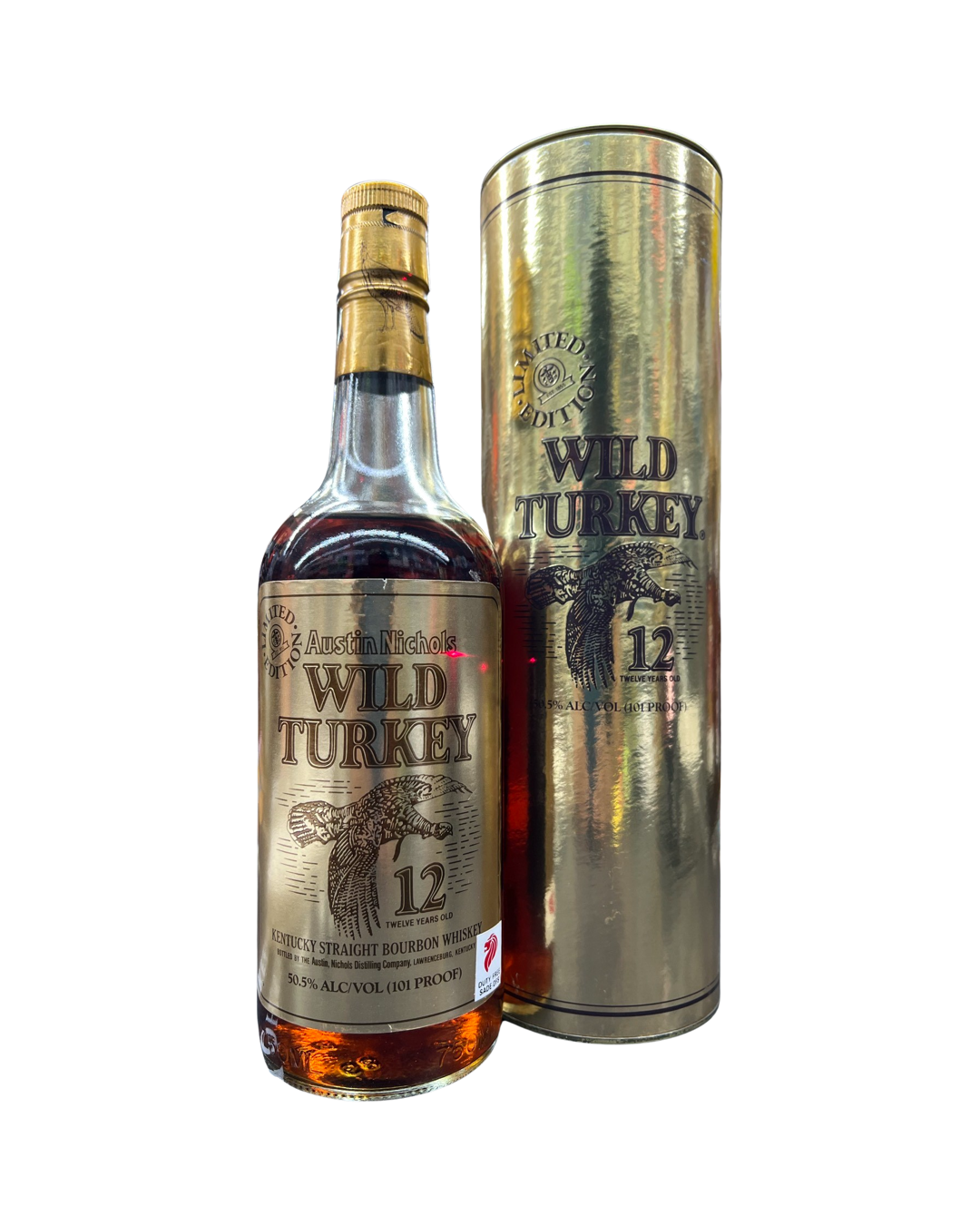 1989 Wild Turkey Cheesy Gold Foil 12 Year Old Kentucky Straight Bourbon Whiskey