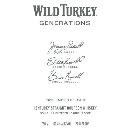 2023 Wild Turkey Generations Kentucky Straight Bourbon Whiskey 750ml