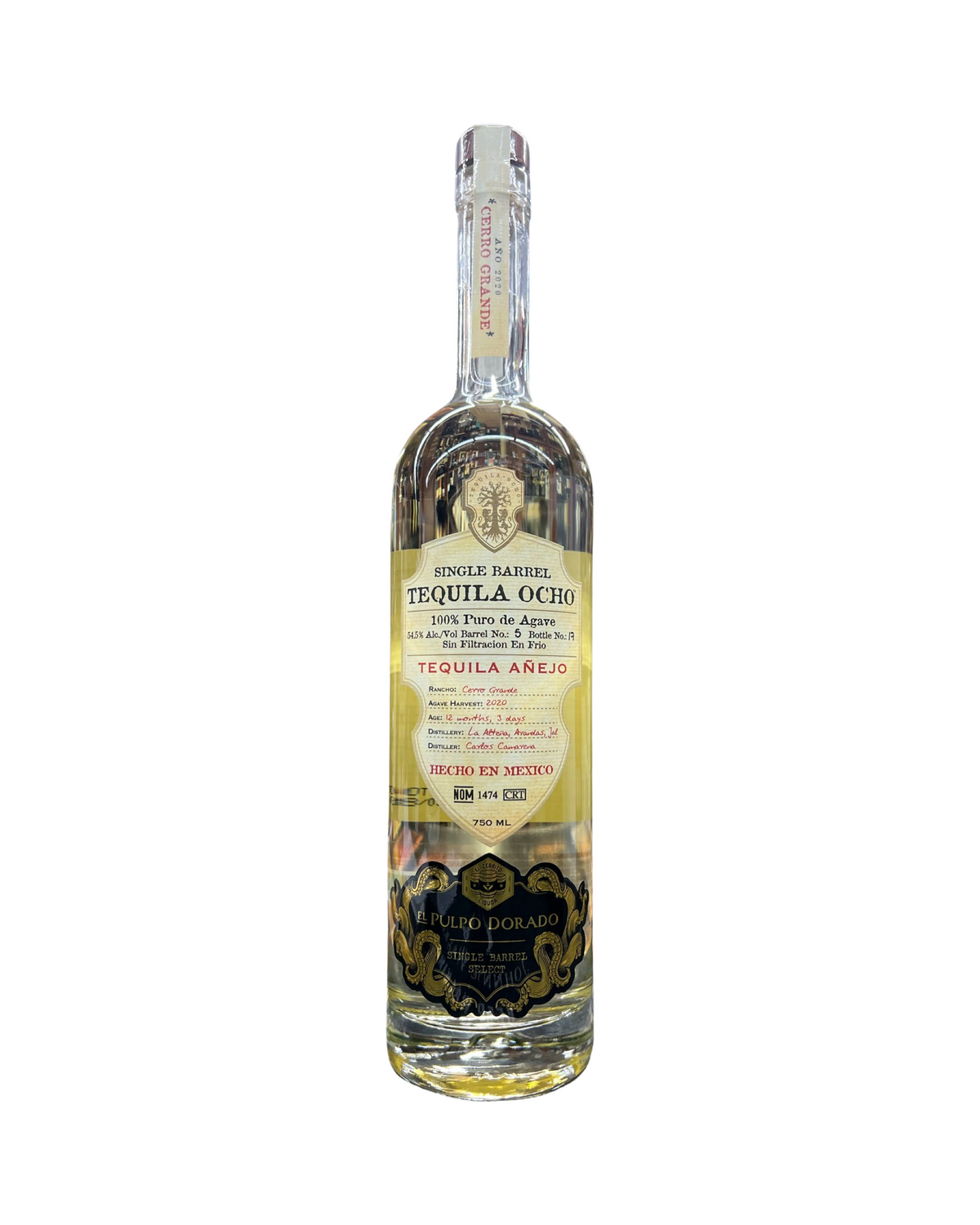 2020 Tequila Ocho Single Barrel Cerro Grande El Cerrito Liquor Store Pick El Pulpo Dorado Anejo Tequila 750ml - Limit 1