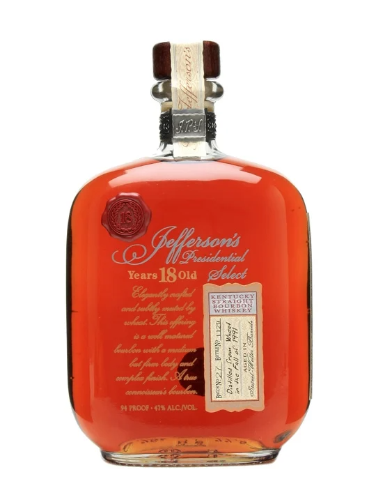 1991 Jefferson's Presidential Select 18 Year Old Aged In Stitzel Weller Barrel Kentucky Straight Bourbon Whiskey 750ml