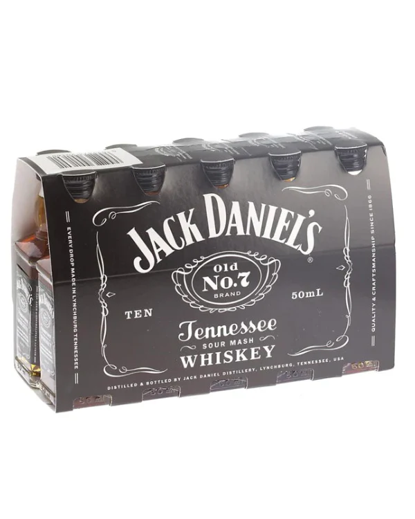Jack Daniel's Black Label Old No.7 Brand Sour Mash Whiskey 50ml Bottle Bundle 10-Pack