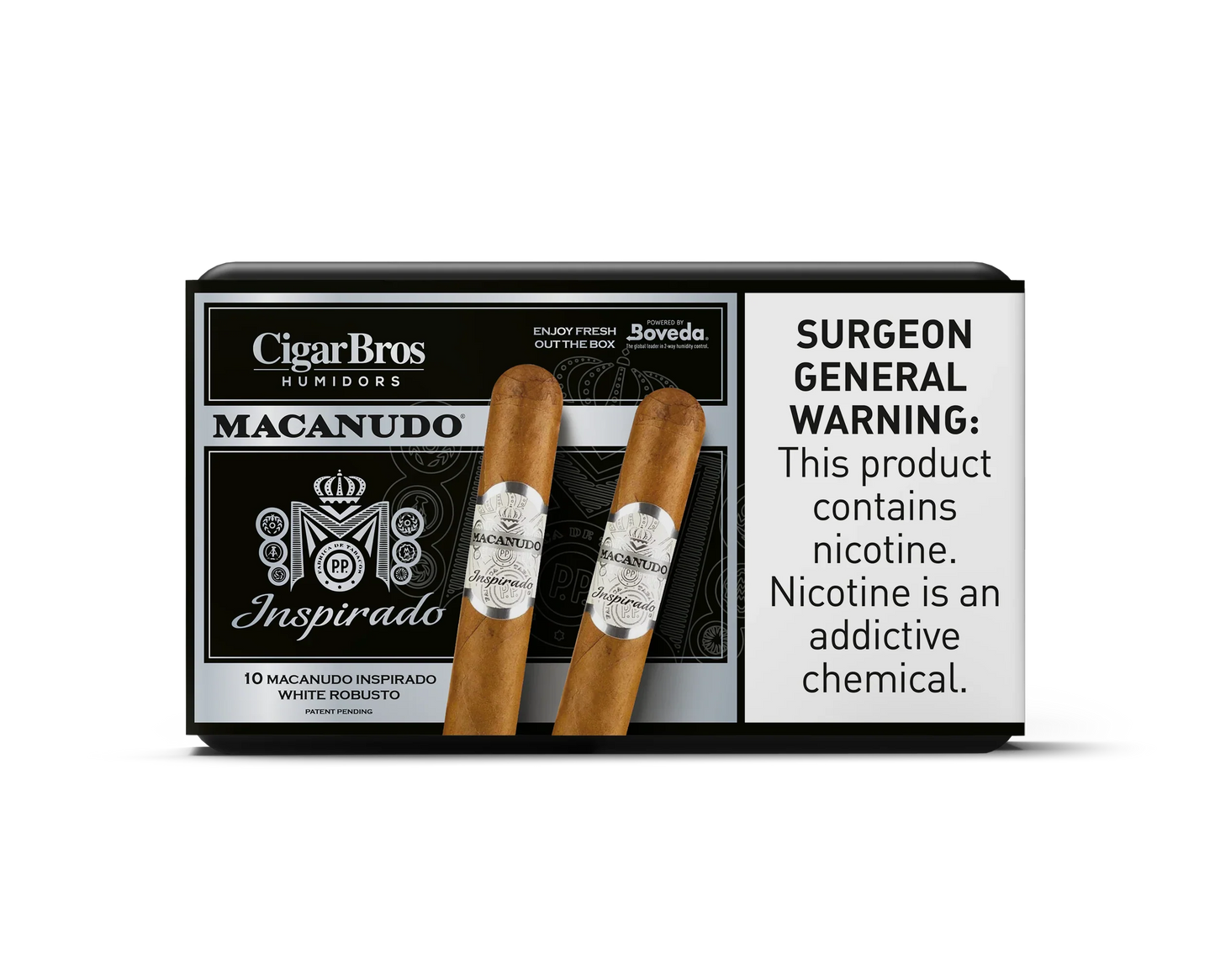 Macanudo Inspirado White Robusto Cigar With Personal Humidor by CigarBros (Box of 10)