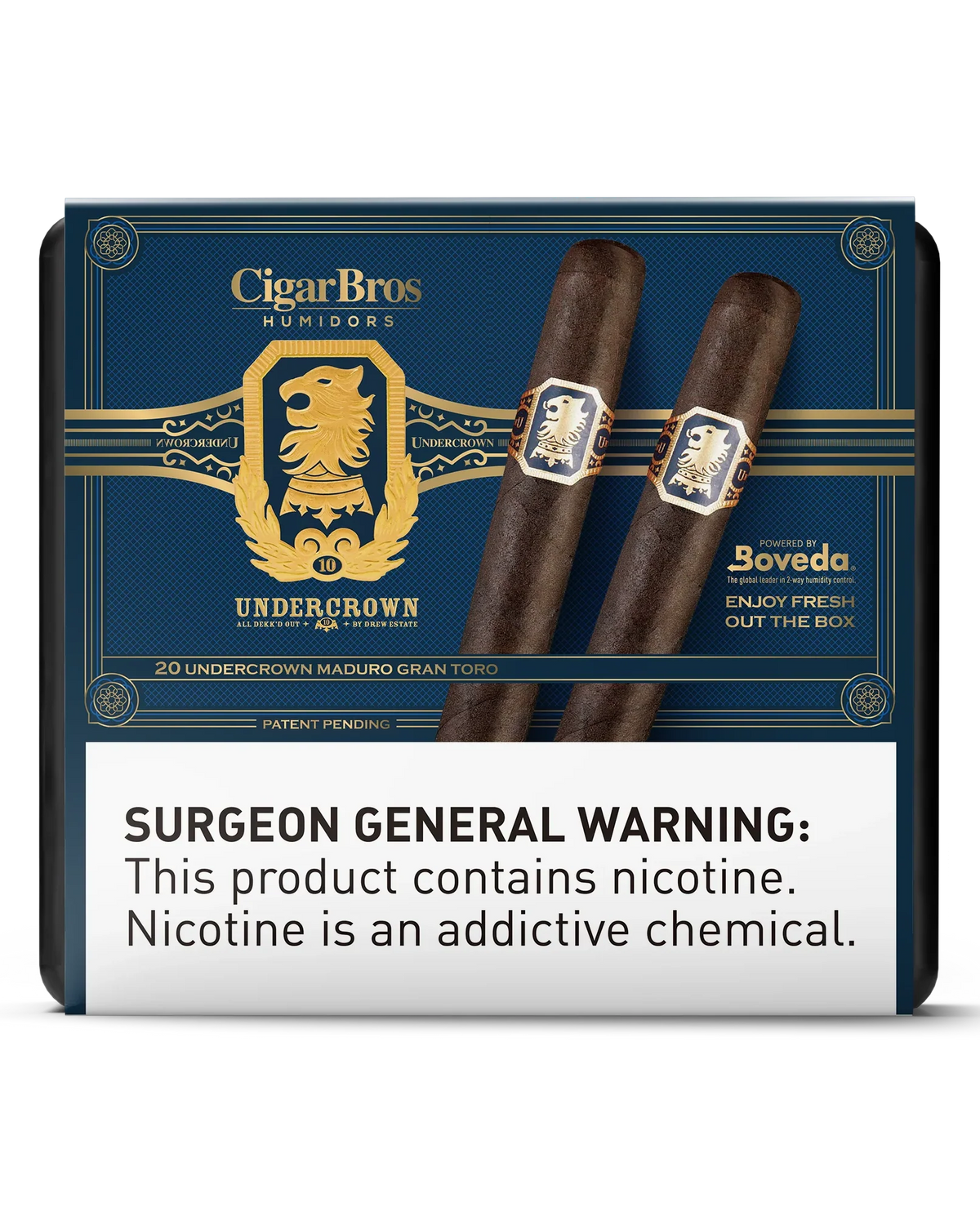 UnderCrown Maduro Gran Toro Cigar With Personal Humidor by CigarBros (Box of 20)
