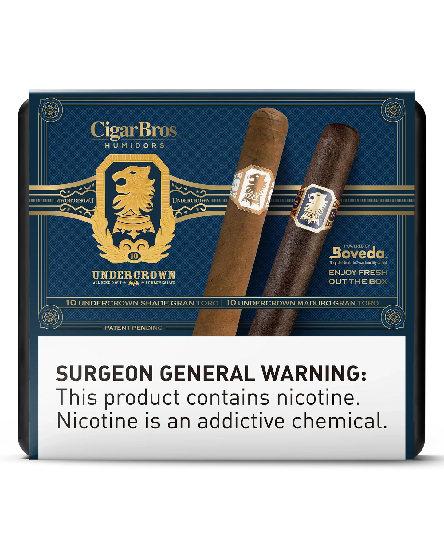 UnderCrown Shade Gran Toro & Maduro Gran Toro Cigars Variety Set With Personal Humidor by CigarBros (Box of 10+10)