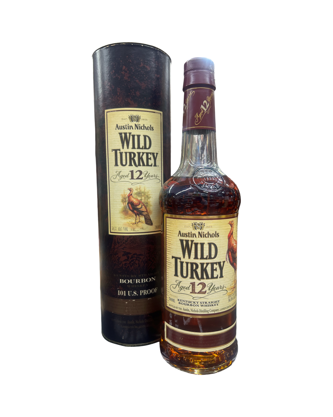 Wild Turkey 12 Year Old Pseudo Split Label Kentucky Straight Bourbon Whiskey
