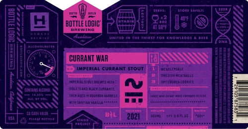 2021 Bottle Logic Brewing Currant War Imperial Stout Beer