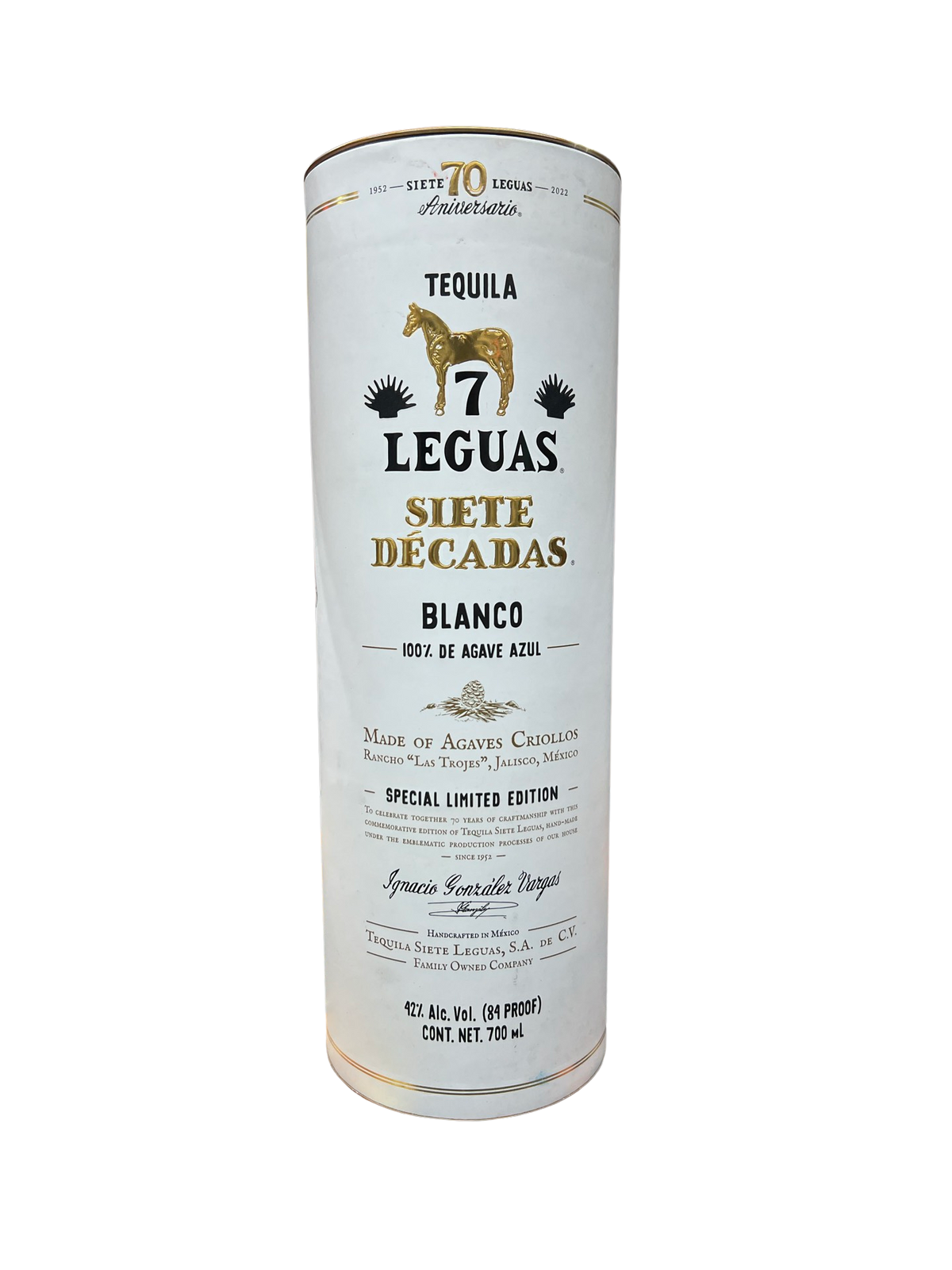 Siete 7 Leguas Siete Decadas Criollo 70th Anniversary Blanco Tequila