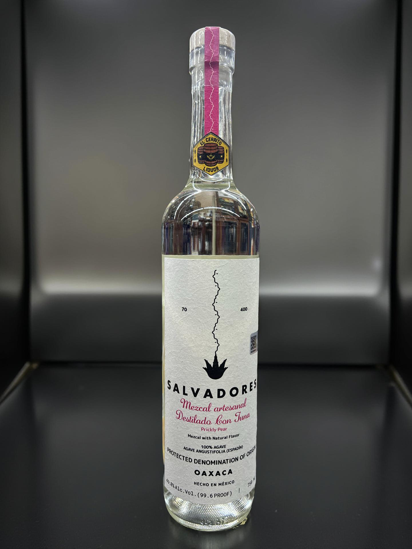 Salvadores Single Batch Artisanal Destilado Con Tuna Prickly Pear 100% Agave Angustifolia Espadin El Cerrito Liquor Store Pick Mezcal