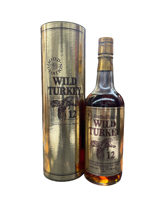 1990 Wild Turkey Cheesy Gold Foil 12 Year Old Kentucky Straight Bourbon Whiskey