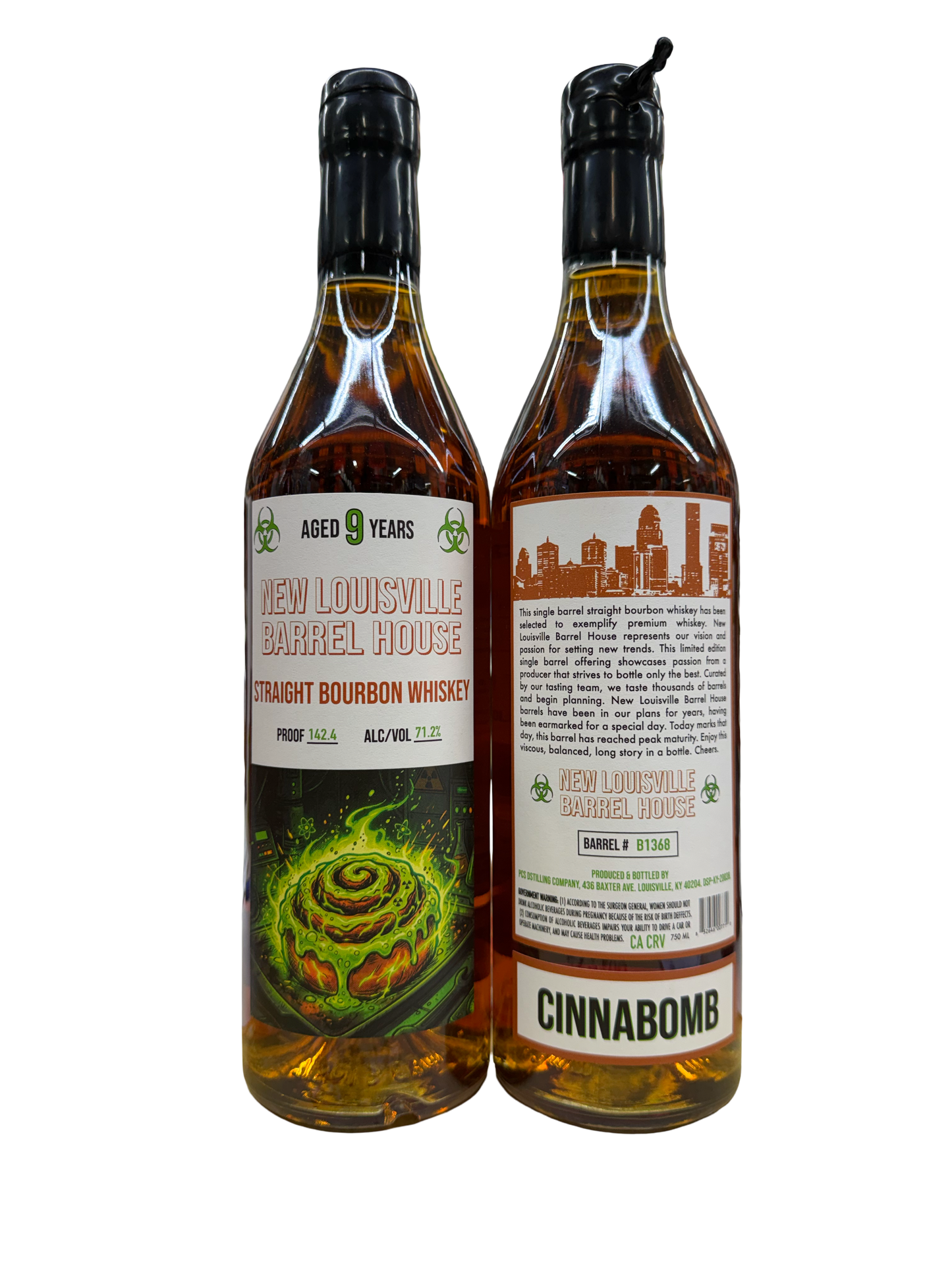 New Louisville Barrel House “Cinnabomb” 9 Year Straight Bourbon Whiskey 142.4 proof (71.2% ABV) Barrel #B1368