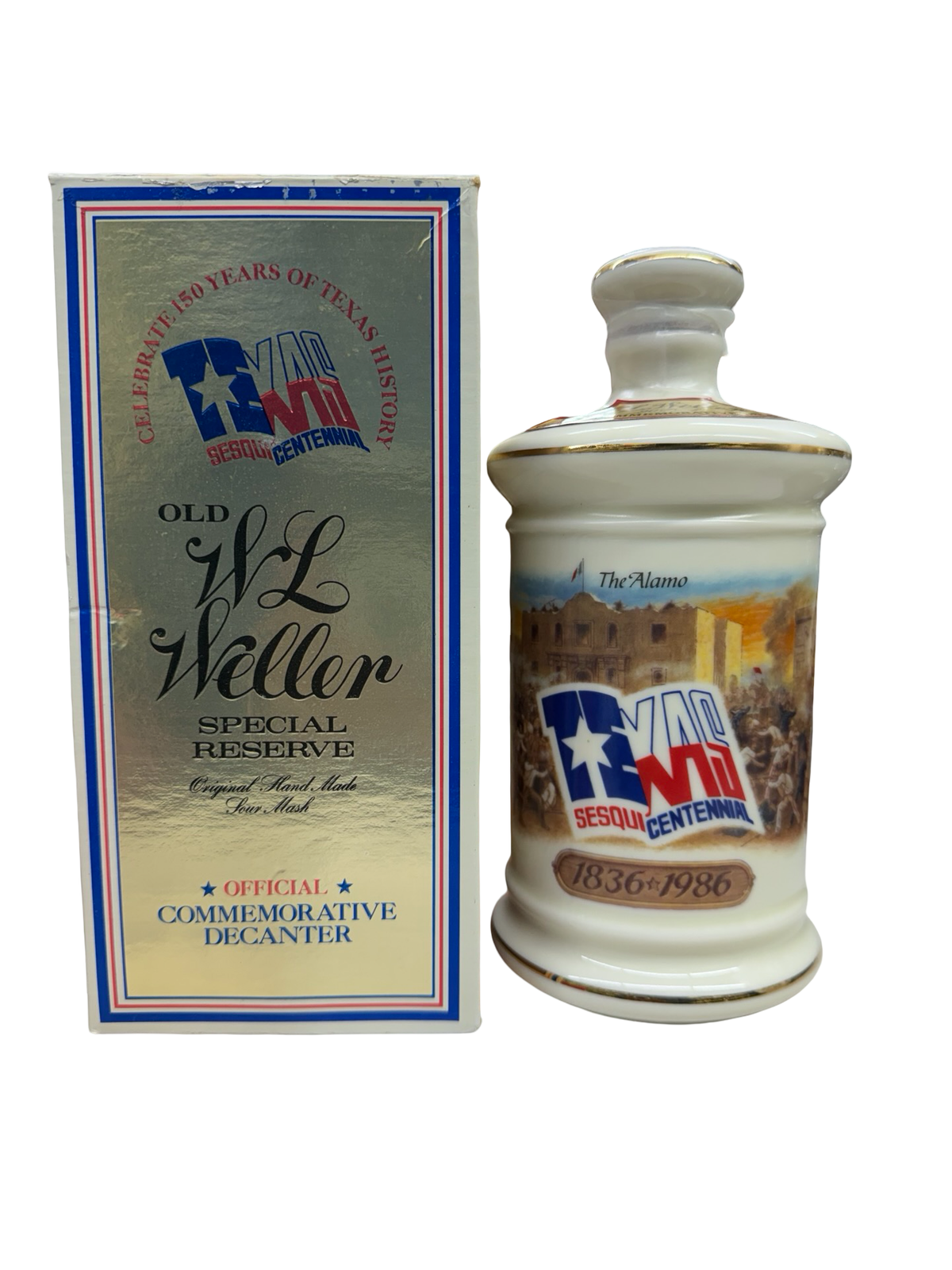 1986 The Old W. L. Weller Special Reserve Bourbon Texas Sesquicentennial Decanter