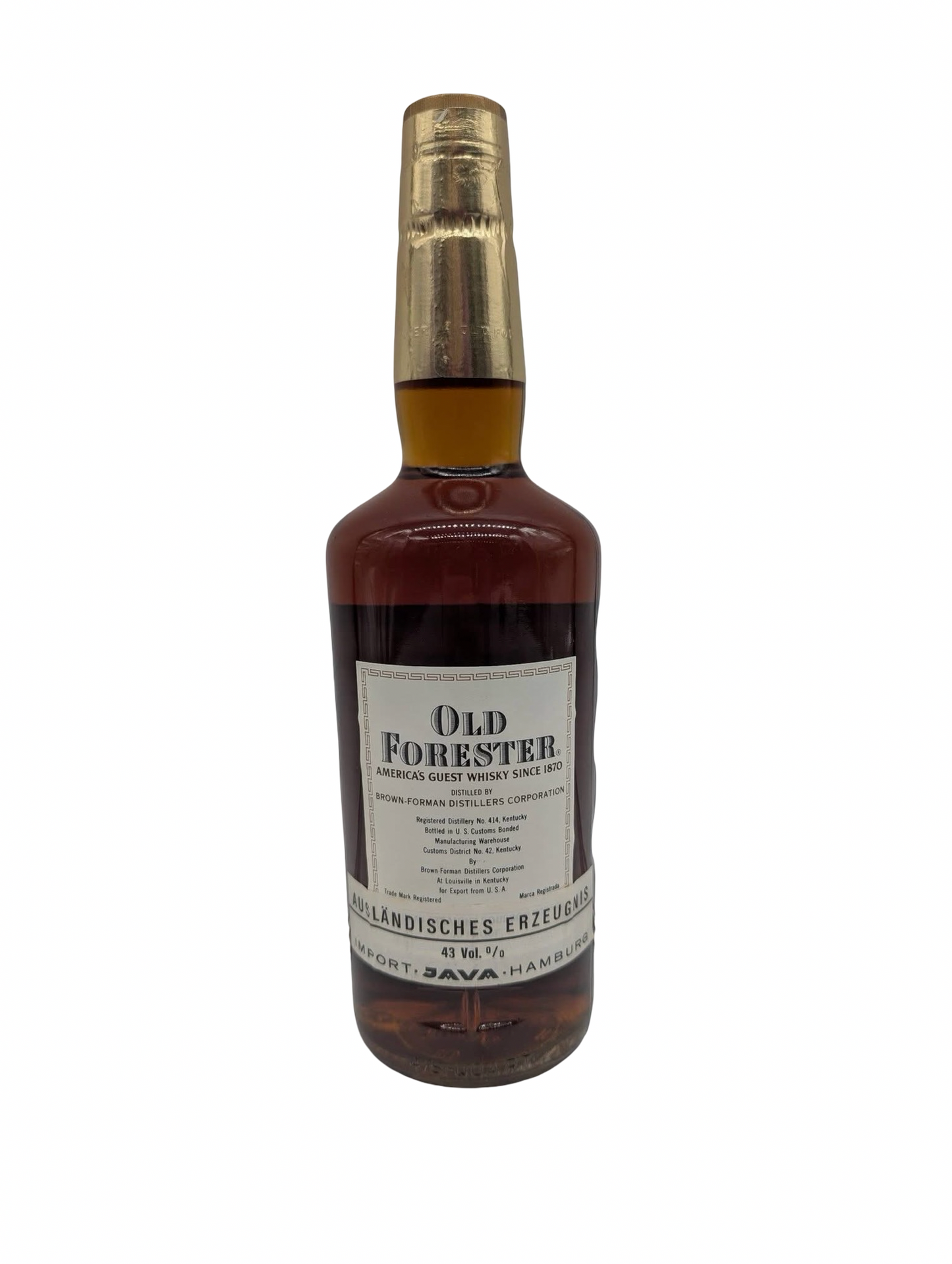 1968 Old Forester Kentucky Straight Bourbon Whiskey Export bottling