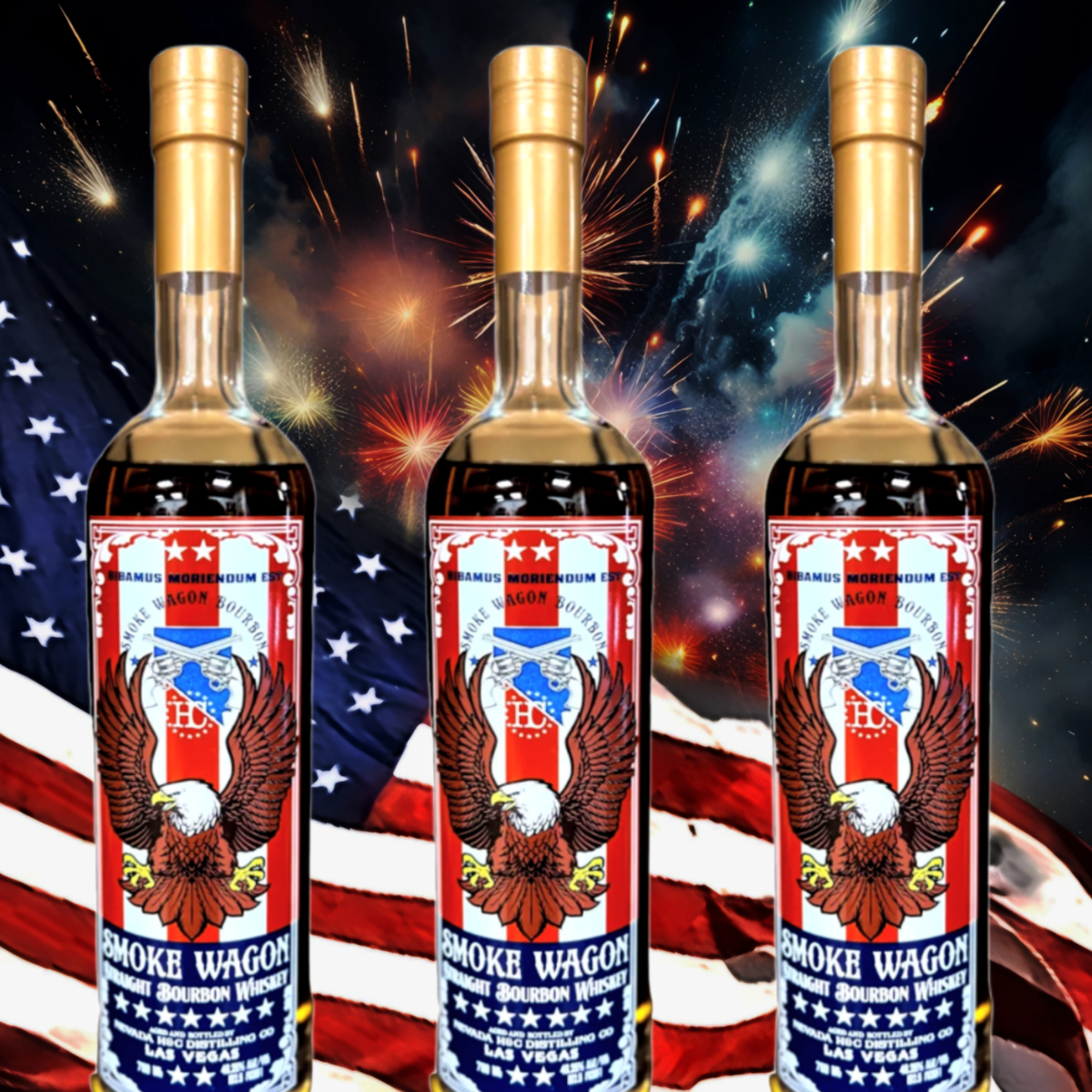 2024 Smoke Wagon Fourth of July Edition Straight Bourbon Whiskey Bundle 750ml 3-Pack
