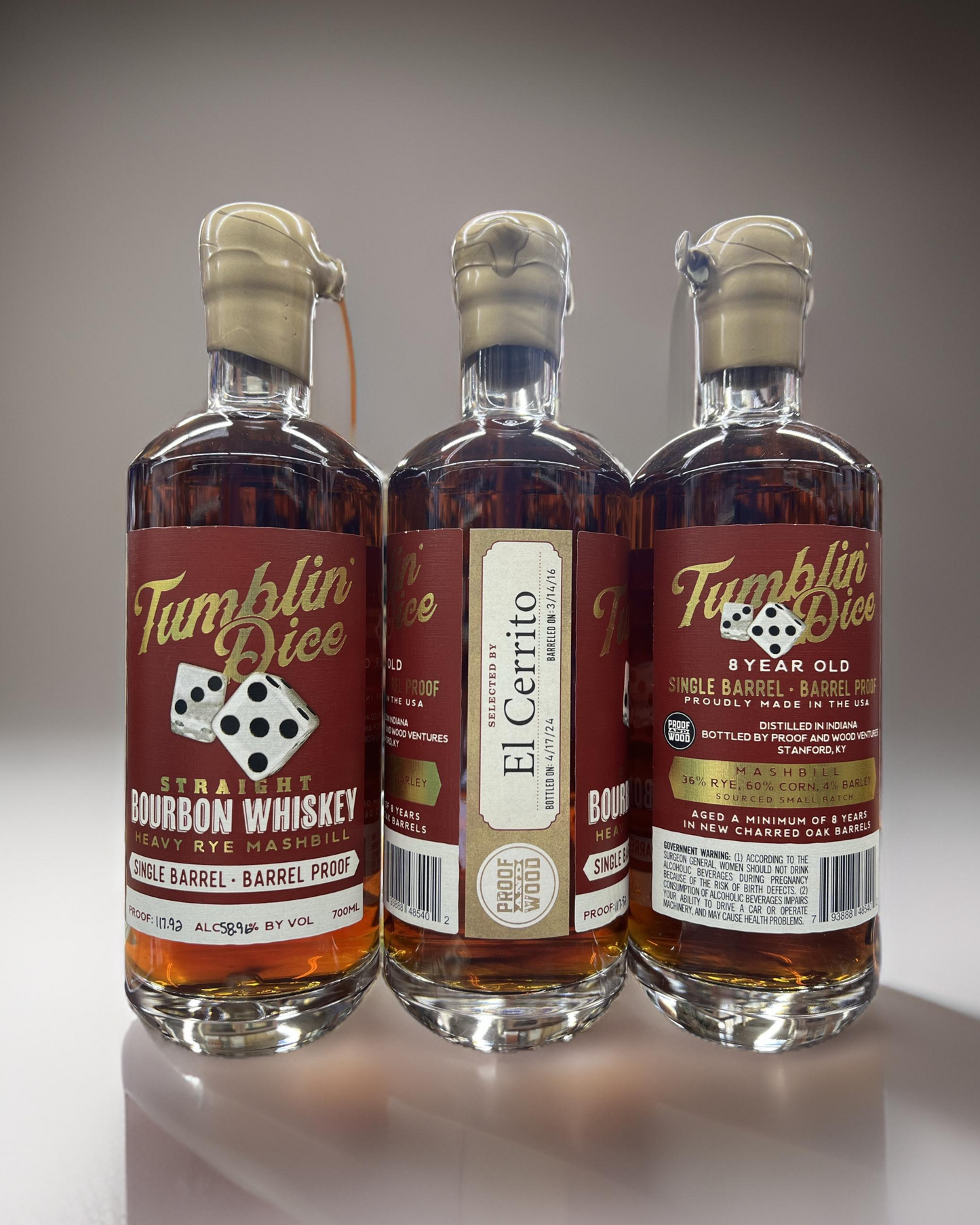 Tumblin Dice 8 Year Old Single Barrel EL Cerrito Liquor Store Pick Straight Bourbon Whiskey 700ml