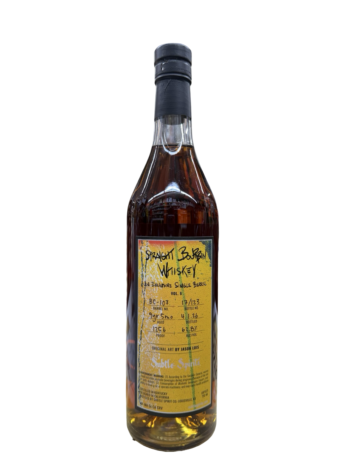 Subtle Spirit Straight Bourbon Whiskey – El Cerrito Liquor Exclusive Single Barrel (Vol. 5) BC-107 (125.6 Proof)