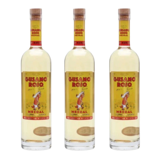 Gusano Rojo  with Worm Artesanal Mezcal Bundle 750ml 3-Pack