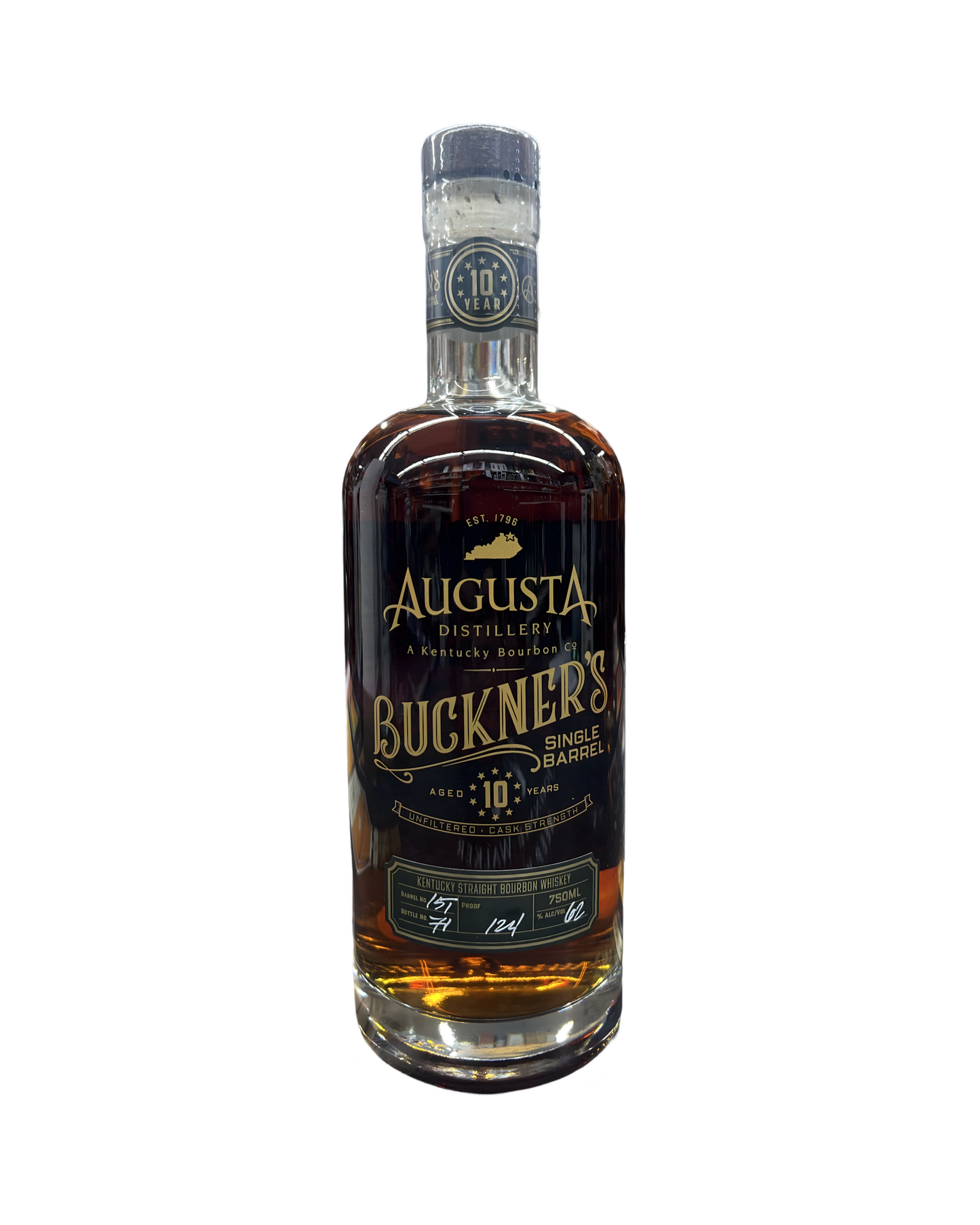 Augusta Distillery 10 Year Old Buckner's Unfiltered Cask Strength EL Cerrito Liquor Exclusive Single Barrel Kentucky Straight Bourbon Whiskey 750ml - Clearance Sale