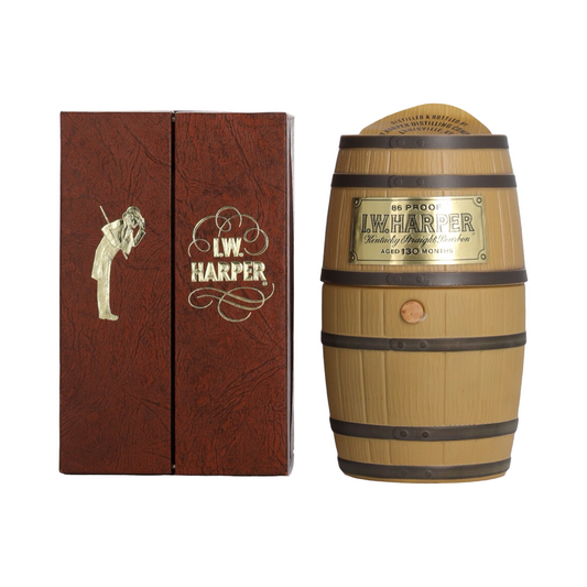 1976 IW Harper Bicentennial Edition Barrel Bar Decanter 130 Months Aged Kentucky Straight Bourbon Whiskey With Box (Bernheim juice)