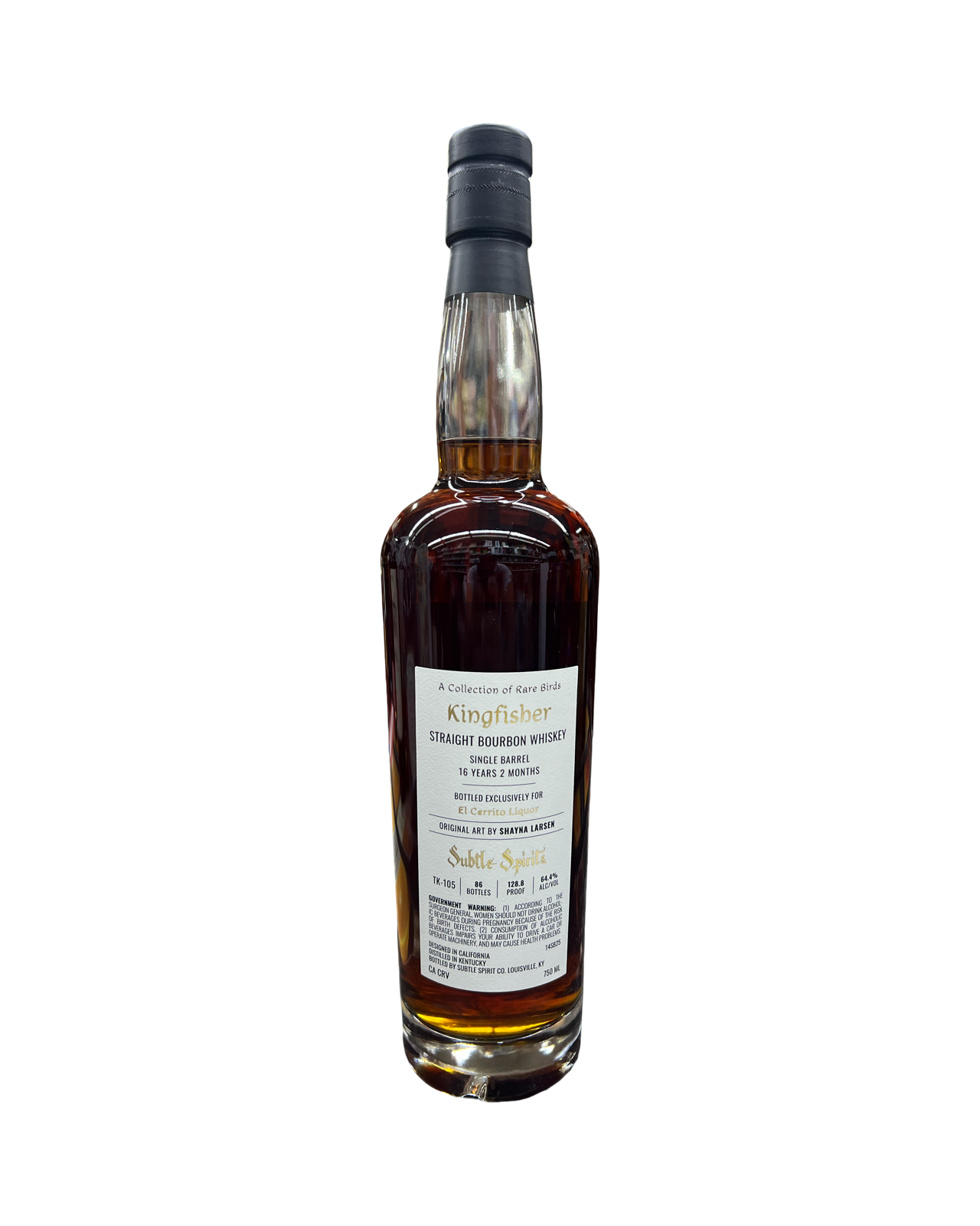 Subtle Spirits Single Barrel 16 Year 2 months Old Feathers - TK-105 King Fisher El Cerrito Liquor Exclusive Straight Bourbon Whiskey