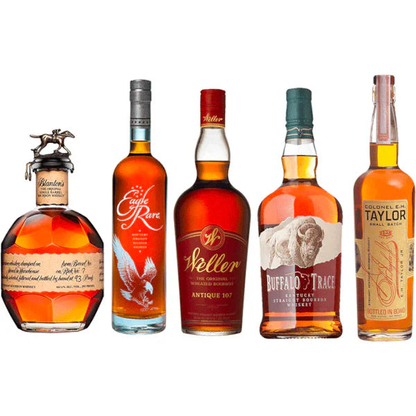 Blanton's Original, Eagle Rare 10 Year, Weller Antique 107, Buffalo Trace, and E.H. Taylor Small Batch Bourbon Whiskey Bundle 750ml 5-Pack