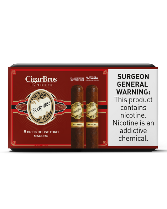 Brick House Toro Maduro Cigar With Personal Humidor by CigarBros (Box of 5)
