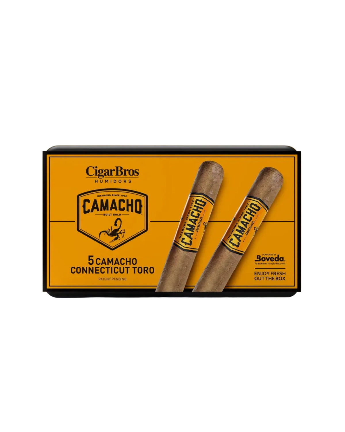 Camacho Connecticut Toro Cigar With Personal Humidor by CigarBros (Box of 5)