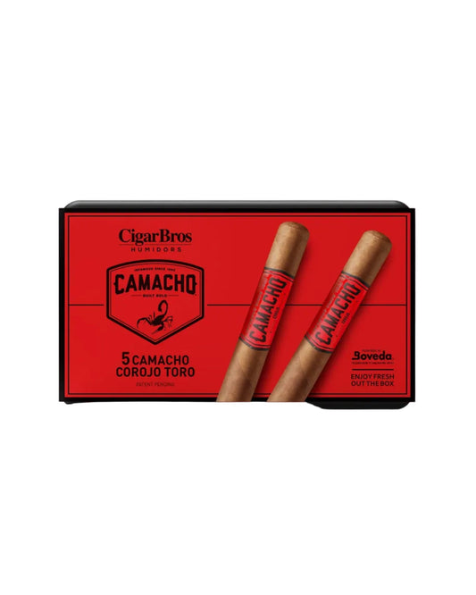 Camacho Corojo Toro Cigar With Personal Humidor by CigarBros (Box of 5)