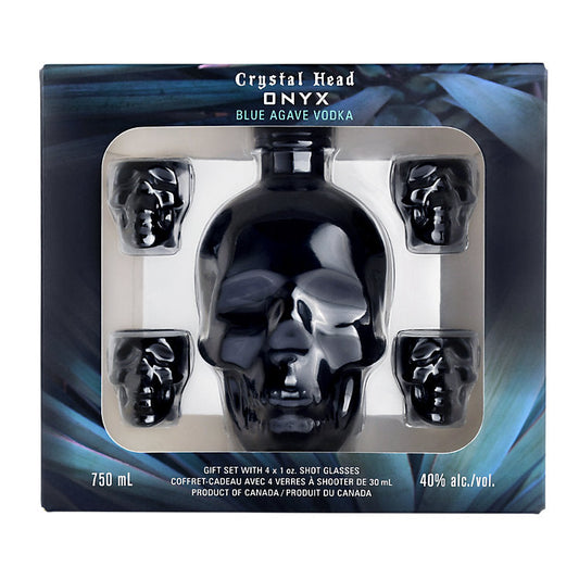 Crystal Head Vodka Onyx with Shot Glasses 750ml