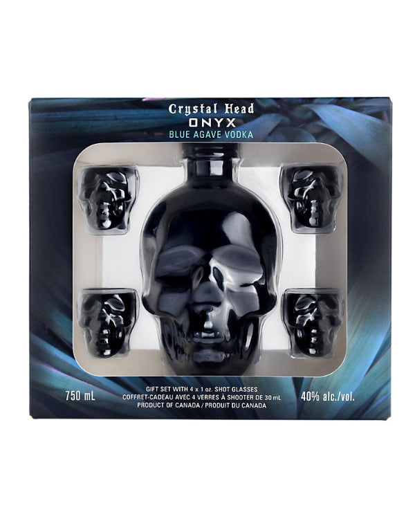 Crystal Head Vodka Onyx with Shot Glasses 750ml