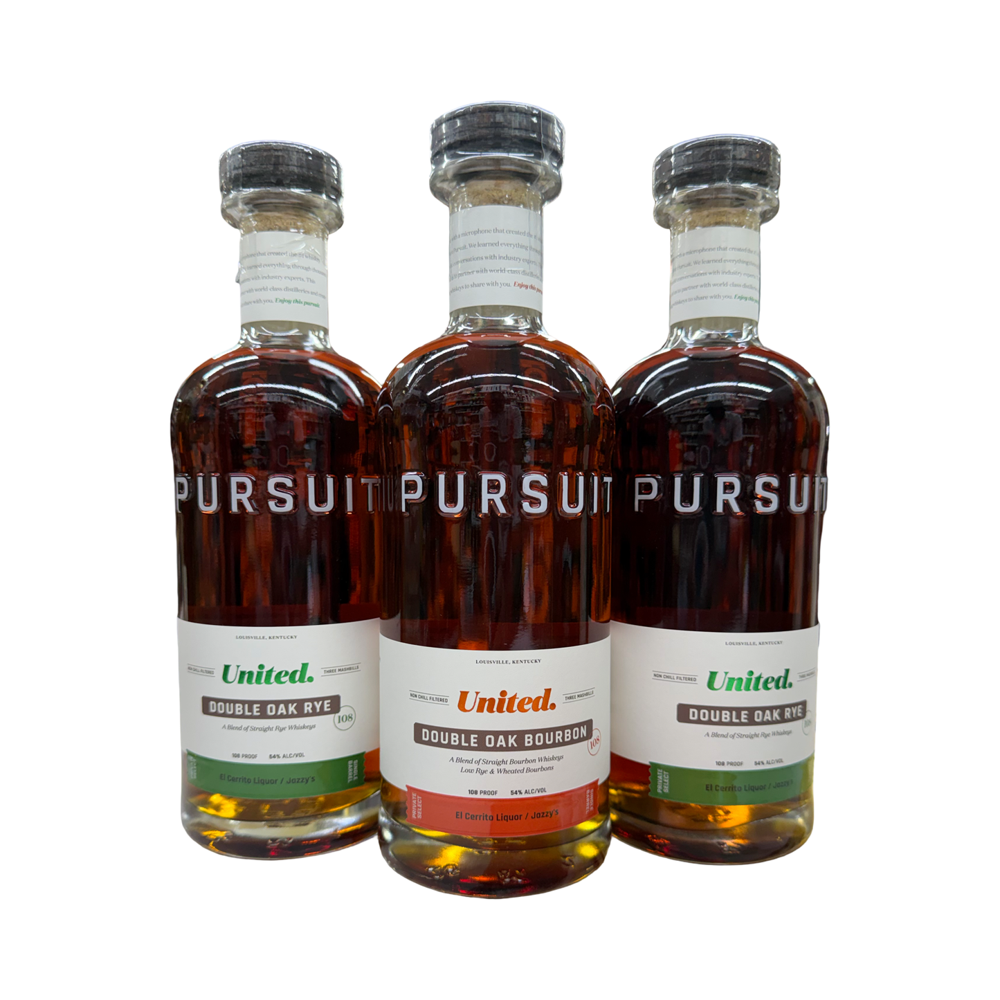 Pursuit Spirits United Double Oak Bourbon – El Cerrito Liquor / Jazzy’s Private Selection 3 bottles (bottle of each pick)