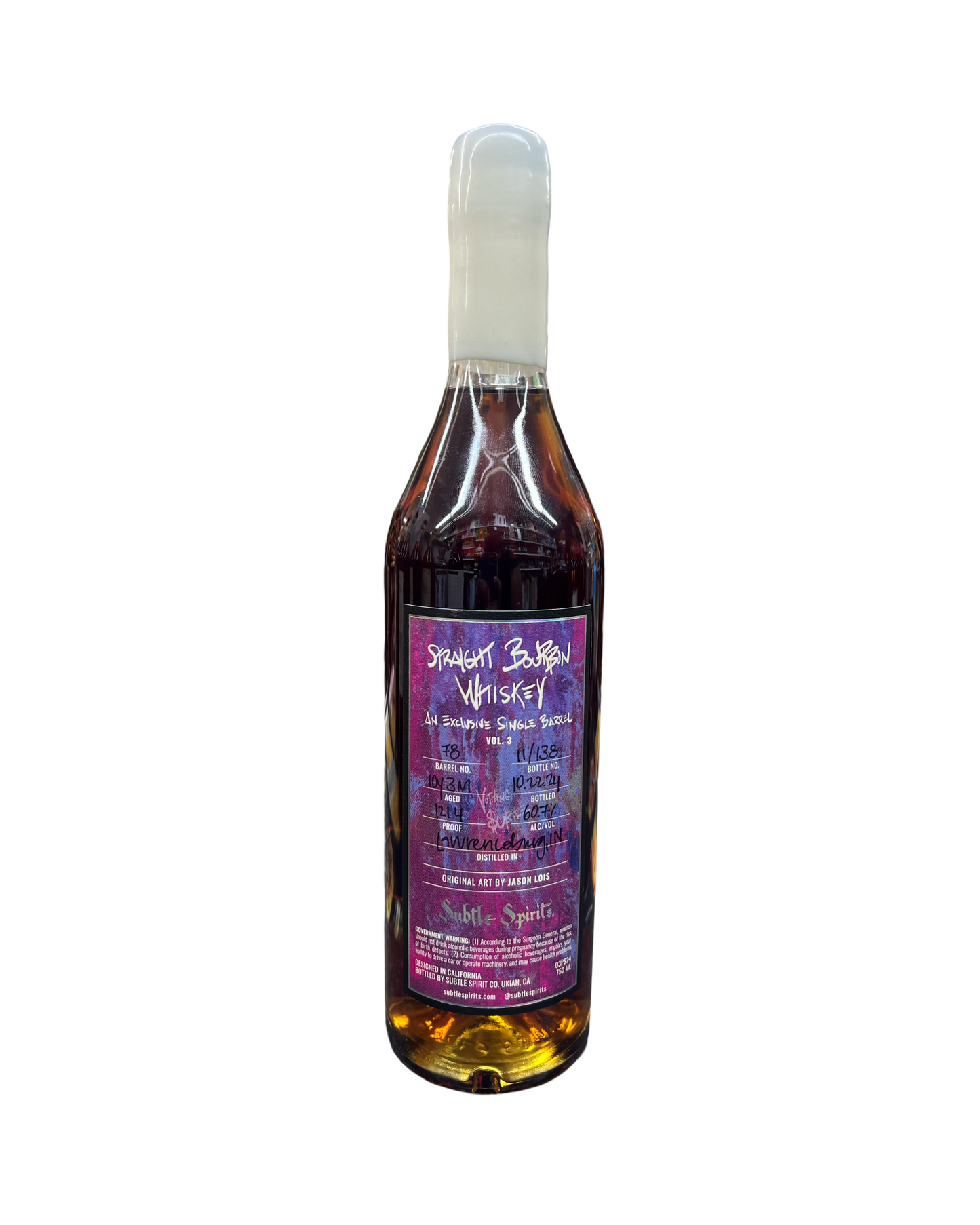 Subtle Spirits Single Barrel El Cerrito Liquor Store Pick 10 Year Old Straight Bourbon Whiskey