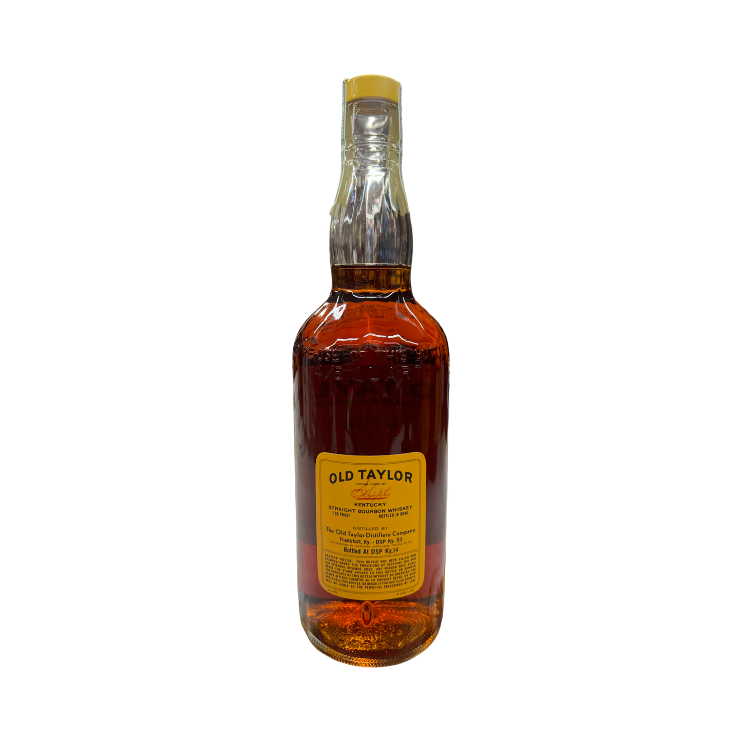 1960-1965 Old Taylor 100 Proof Bottled in Bond Kentucky Straight Bourbon Whiskey 4/5 Quart